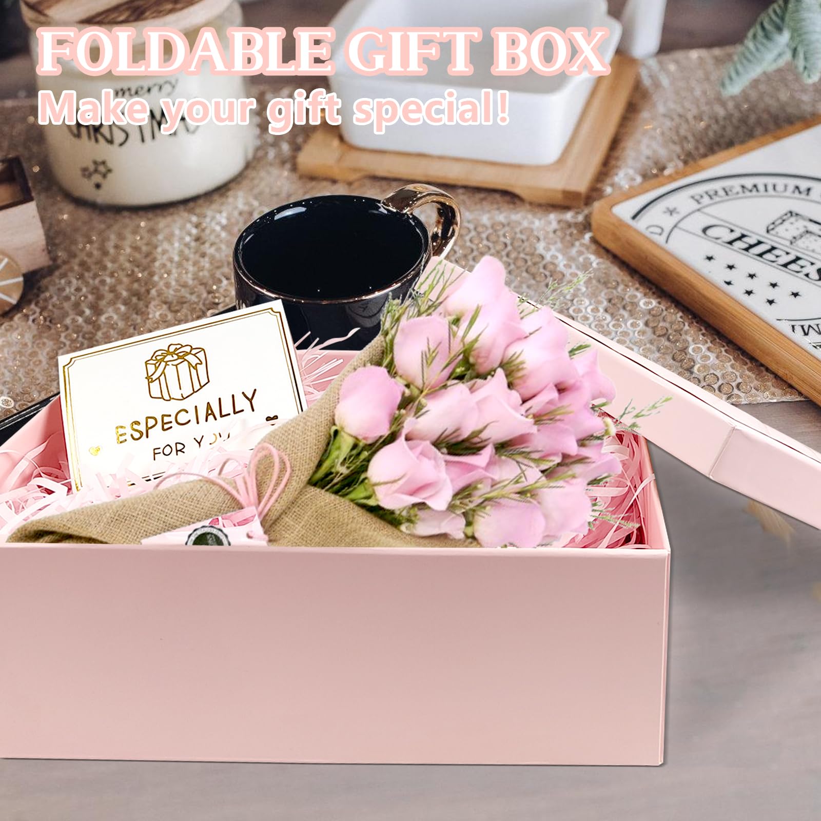 Boîte CadeauBoîte Cadeau Avec Couvercle Et Ruban Raphia 25 X