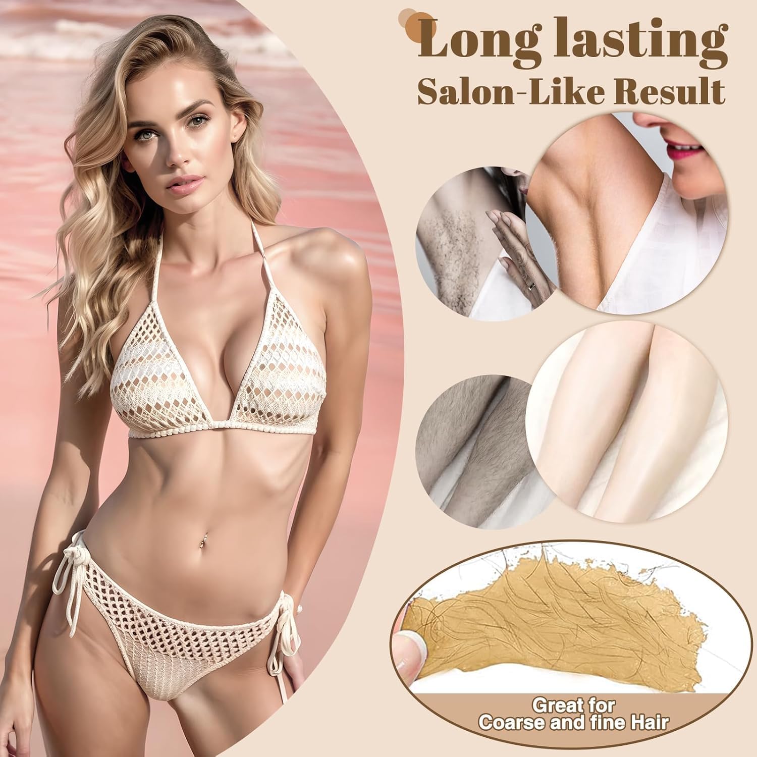 iFanzeTech Wachs Haarentfernung Set für Gesicht, Körper & Bikini-Bereich mit Silikonschale und 500 g Wachsperlen