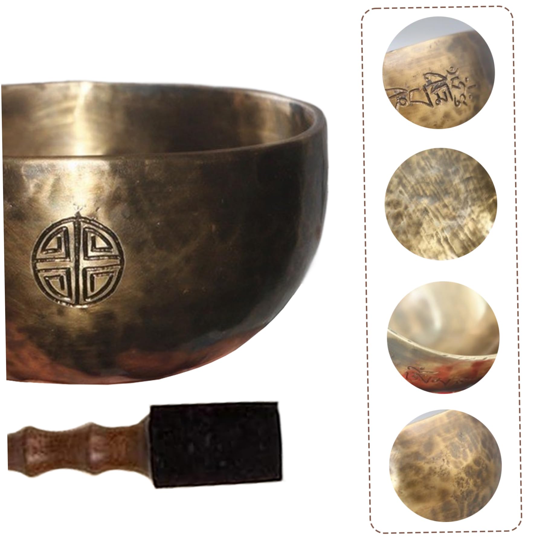 Tibetisches Klangschalen-Set, 15, 2 cm, Kupfer, tibetische Schale, runde Klangschale mit Schlägel und Kissen, tibetische Schale für Meditation, Achtsamkeit, Yoga, Chakra und mehr