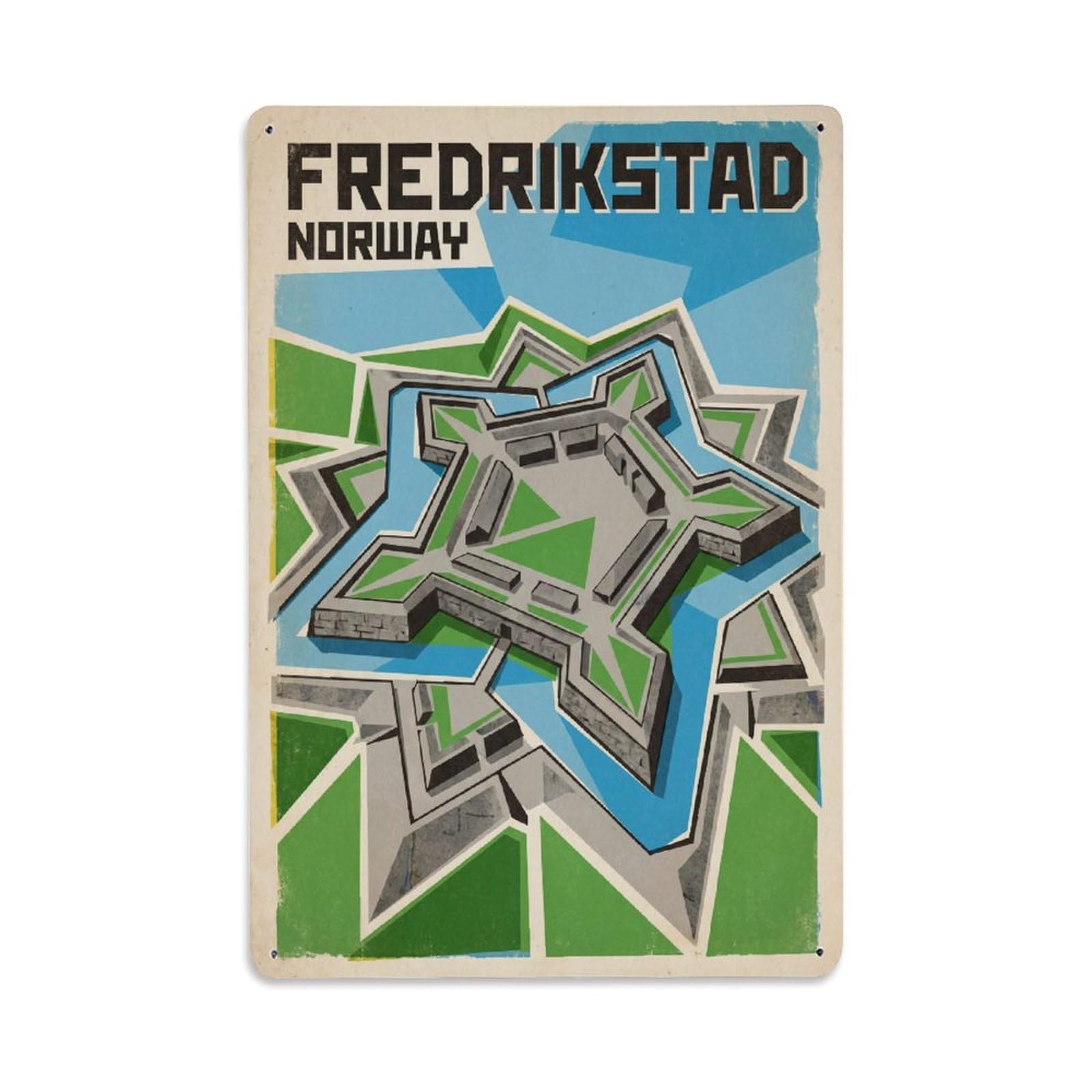 Norway Fredrikstad Vintage Metal Tin Sign