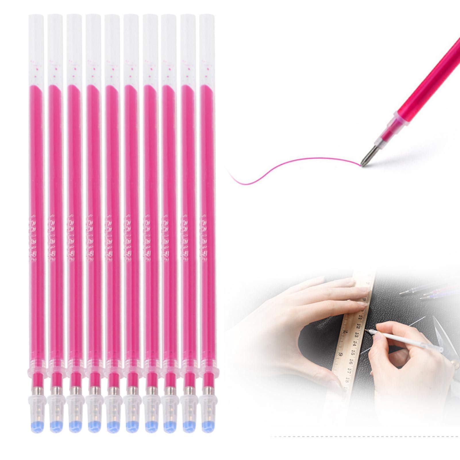 Pssopp 100Pcs Penne Cancellabili a Caldo Rosso Ricarica Tessuto Penne a Scomparsa Ad Alta Temperatura Ricarica Pennarello Per Stoffa Set Per Tessuto Quilting Cucito Sartoria
