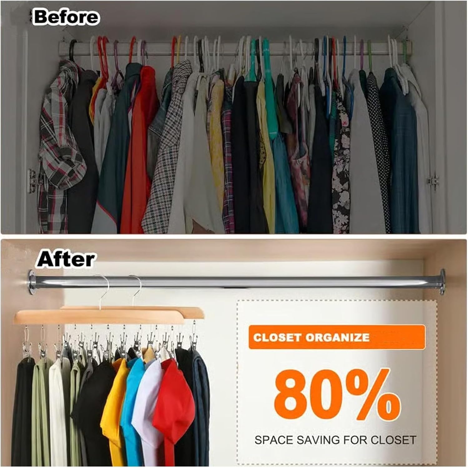 10-Clip Hanging Closet Organizer, Space Saving Pants Hanger with Adjustable Clips, Multi-Layer Garment Rack for Ties, Scarves, Belts, Clothes Storage(3*Vintage)