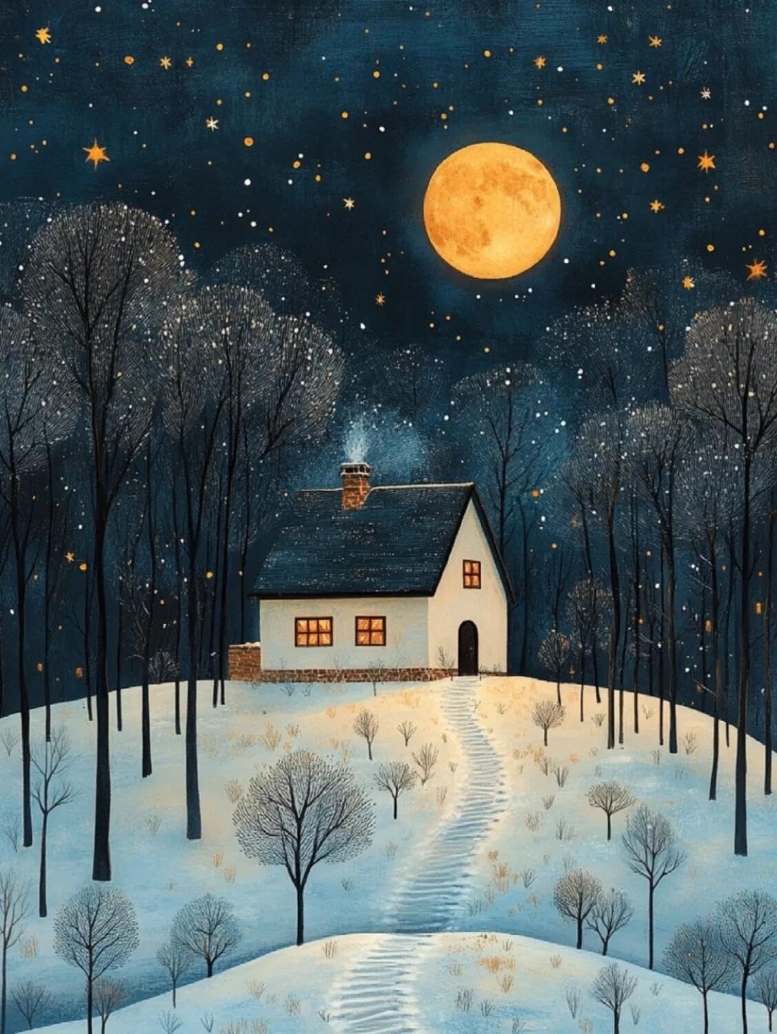 Rqwybcaxn Bead Cross Stitch Kits The Cabin at Night 40x50cm