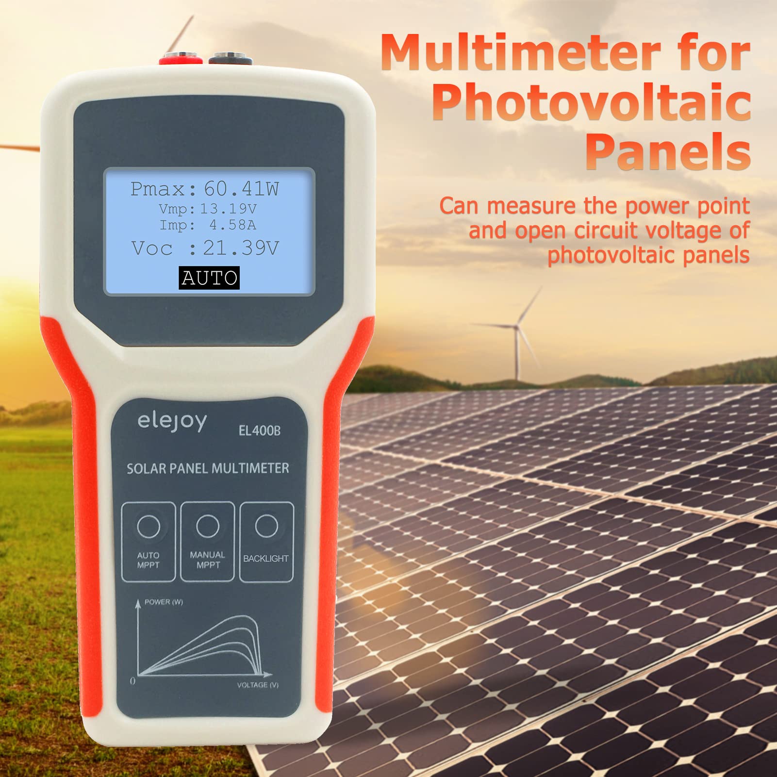 Photovoltaik Panel Multimeter, Solarpanel Mppt Tester Strom Leerlaufspannungsmesser Für Photovoltaik Panel Keine Zusätzliche Stromversorgung Erforderlich Einfach Zu Bedienen(El400b)