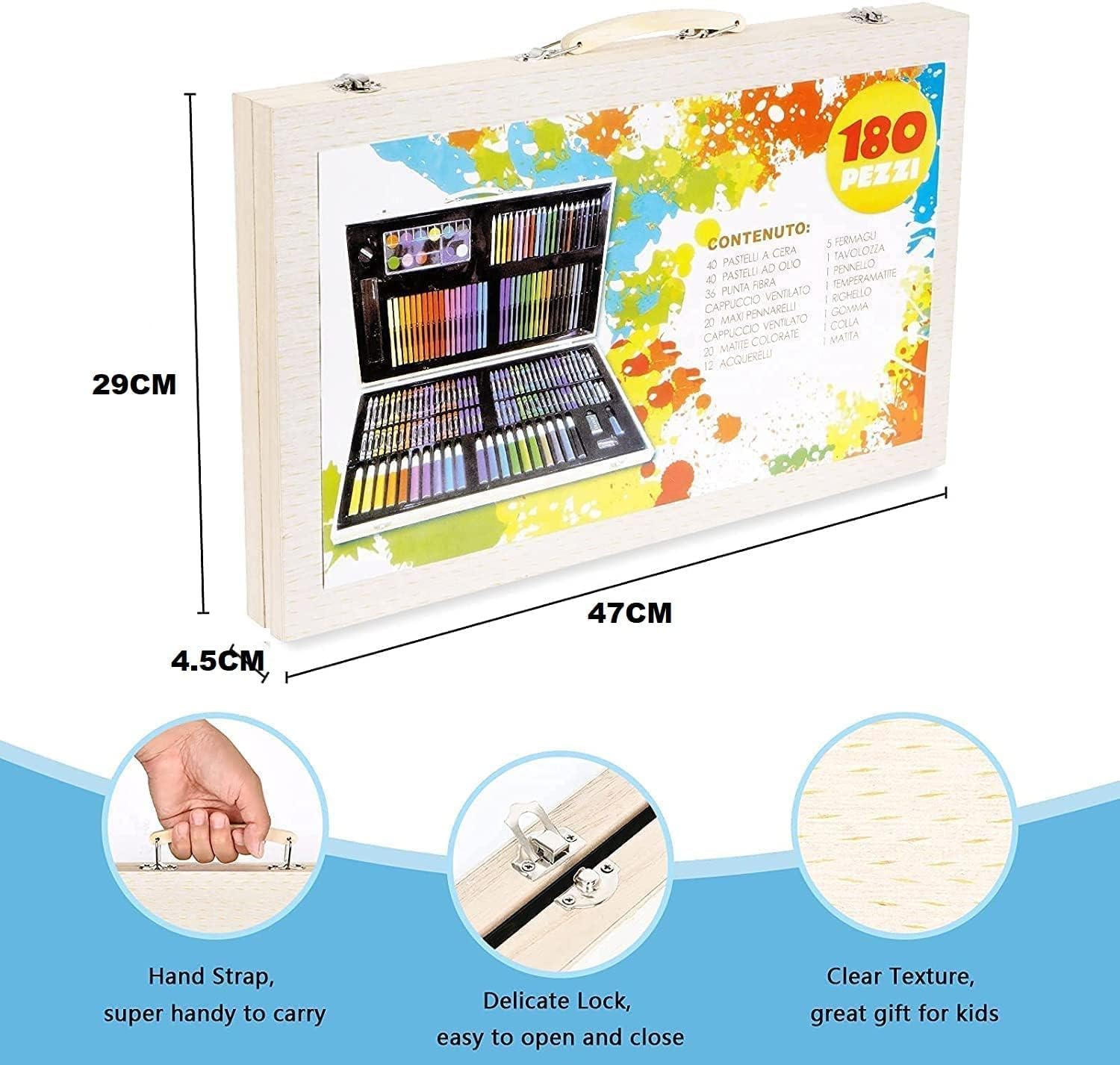 Ixora 208 Pcs Art Drawing Crayon Color Set For Kids Case Studio Art And Craft Supplies Drawing And Painting Set Great Gift 2