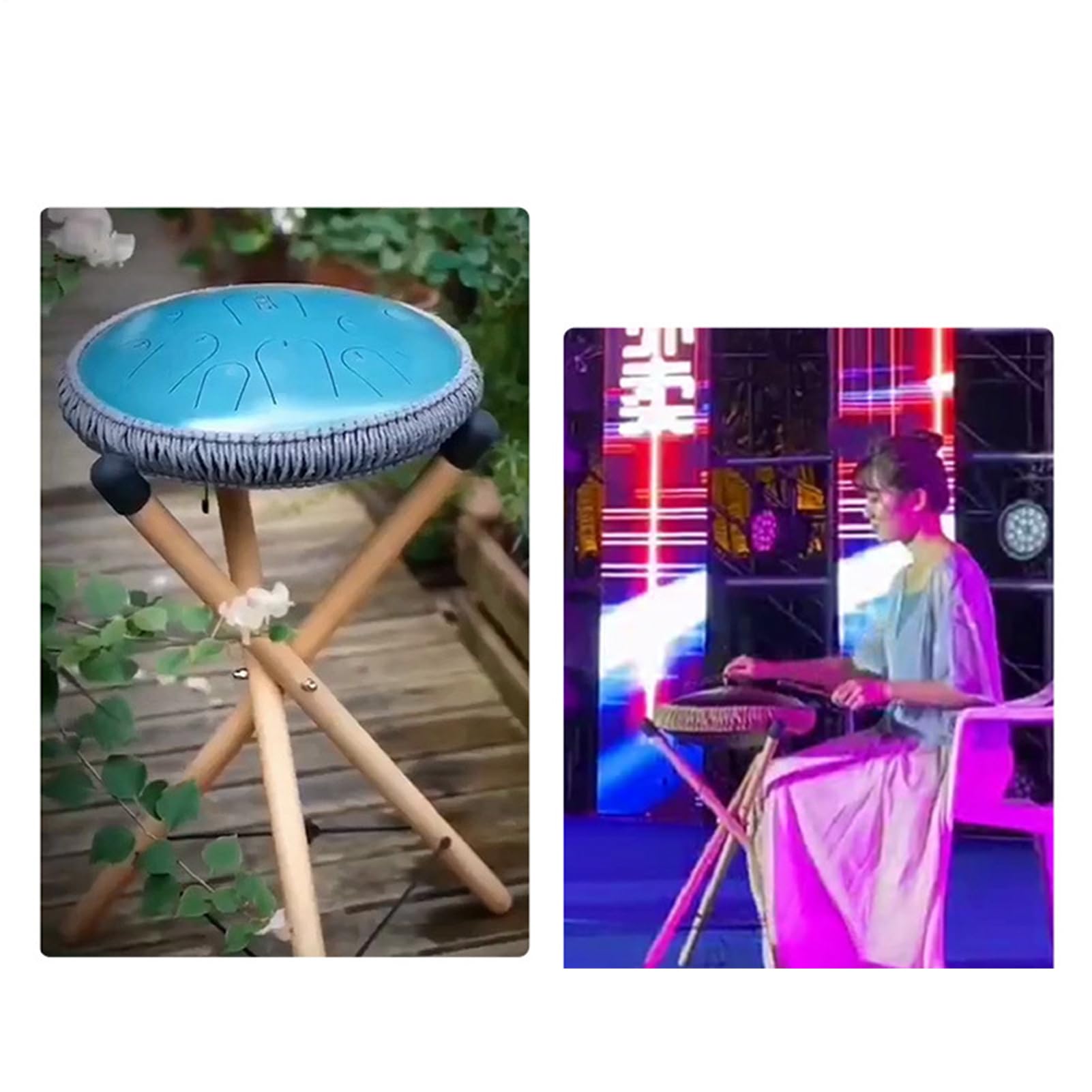 Soporte de tambor de handpan - 19.29x21.65 pulgadas de de lengua de acero para la estabilidad, altura ajustable con función de trípode sólido, de tambores de madera sin deslizamiento p