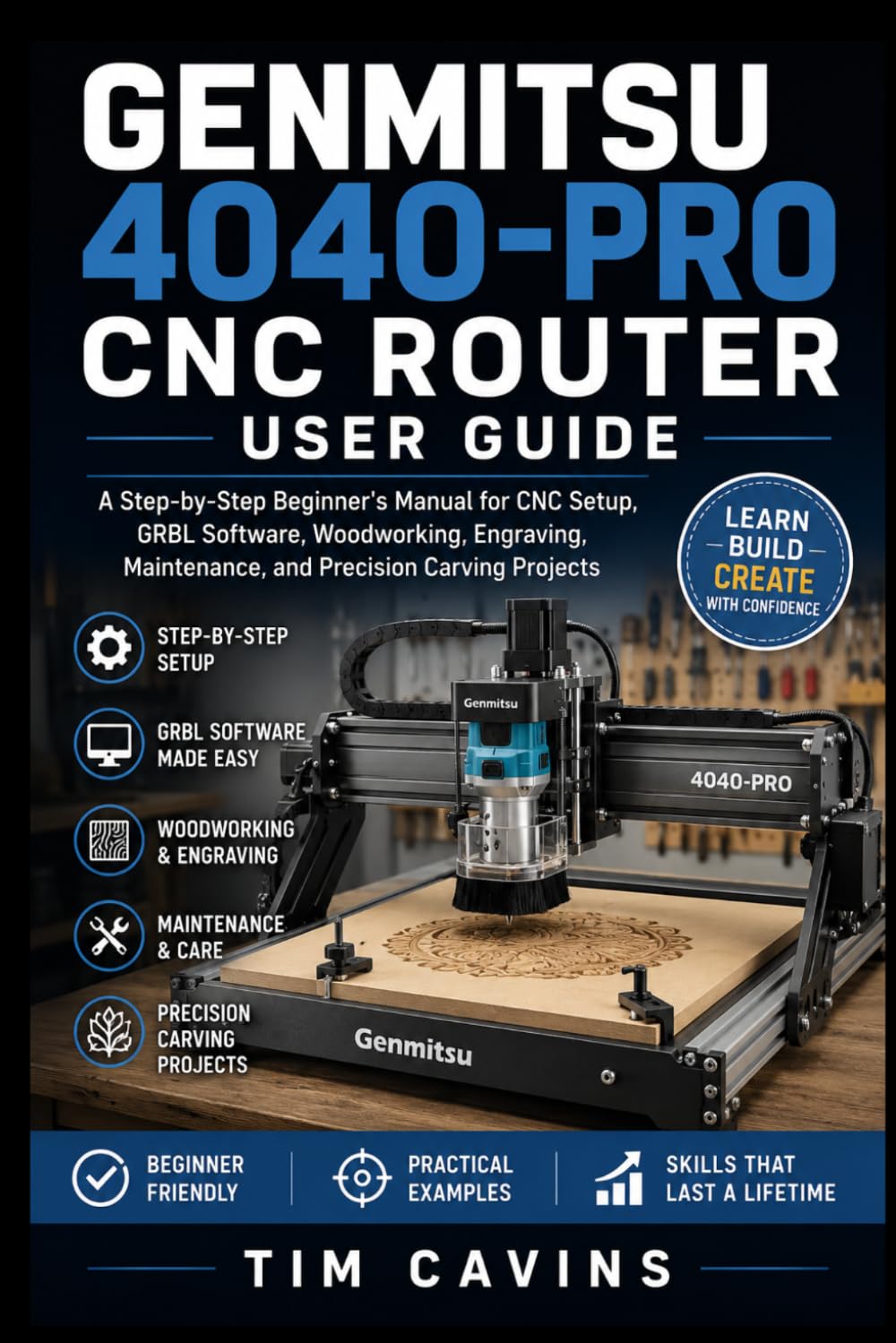 Genmitsu 4040-PRO CNC Router User Guide: A Step-by-Step Beginner's Manual for CNC Setup, GRBL Software, Woodworking, Engraving, Maintenance, and Precision Carving Projects