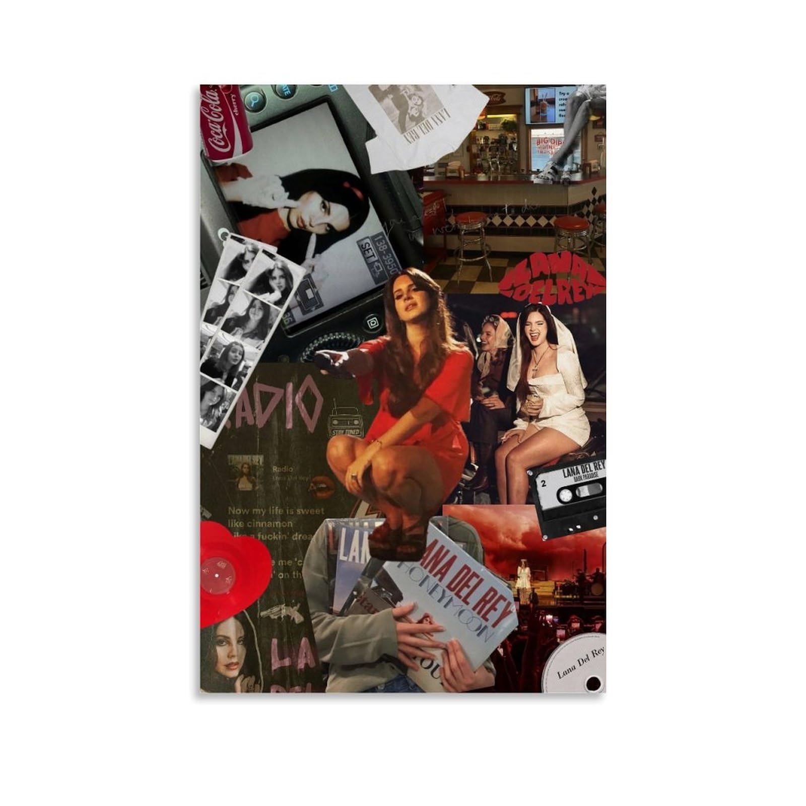 Lana Poster Del Music Rey Collage, Vintage-Poster für Zimmer, ästhetische Leinwand, Wandkunst, Schlafzimmerdekoration, 30 x 45 cm