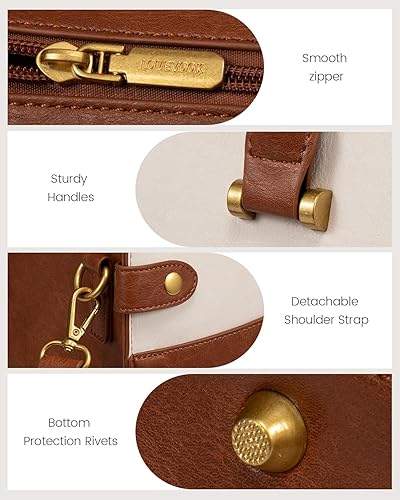 Miniatura 5 de LOVEVOOK Bolsa para laptop para mujer, bolsa de cuero vintage para laptop, bolsas de trabajo para mujer, bolsa impermeable para computadora, maletín