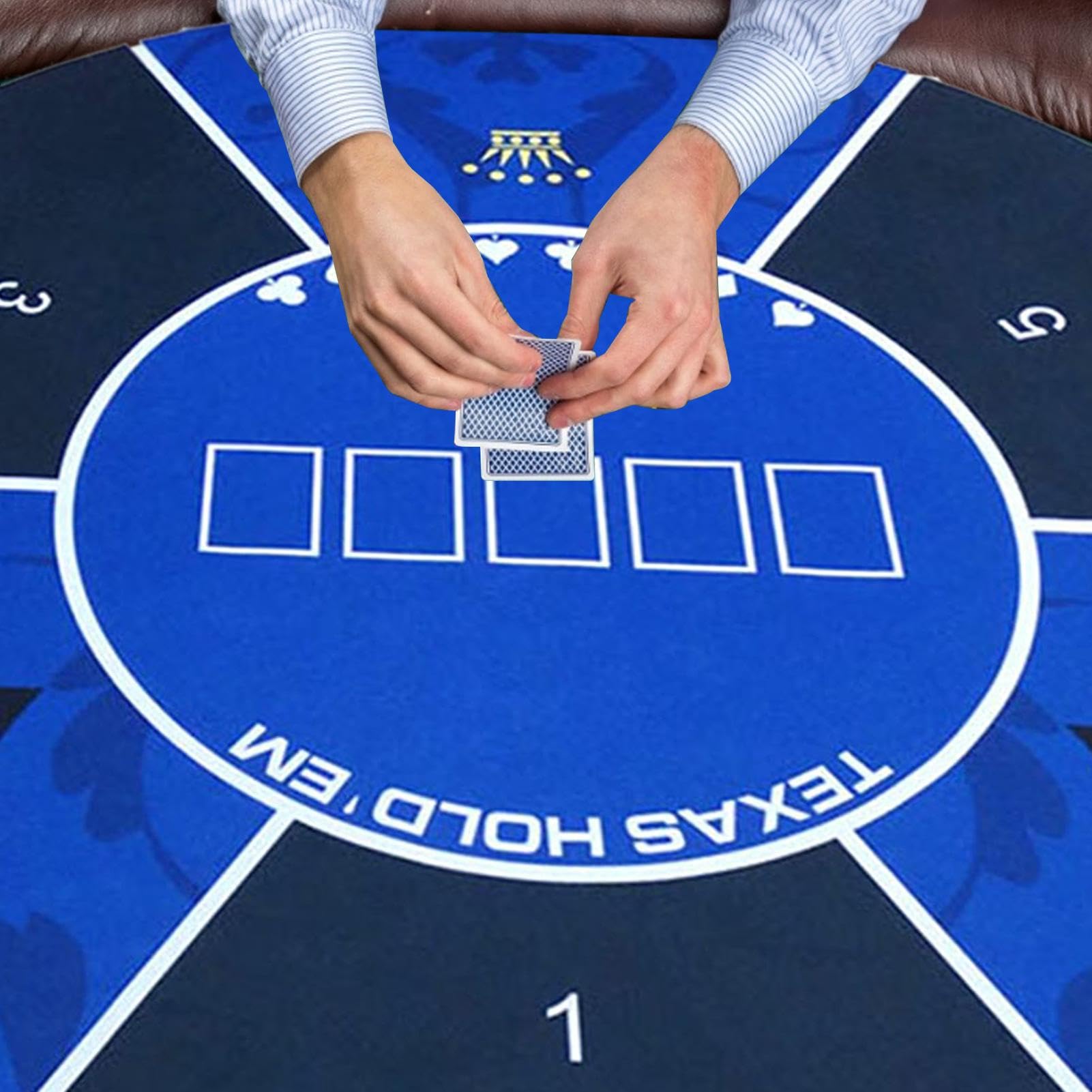 Pokermatte - Runde Tischmatte Poker | Wasserdichte Pokermatte | Tragbare Tischspielmatte fürs Auto mit Tragetasche | Pokermatte mit starken Kanten | Texas Hold 'Em Gummimatte für Familienspielabende
