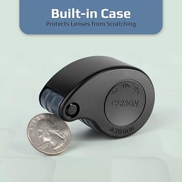 Carson TriView 5x/10x/15x Folding Loupe Magnifier with Built-in Case, 3-in-1 Portable Loupe Magnifying Glass - Adjustable Magnification, Great for Jewelry (TV-15)