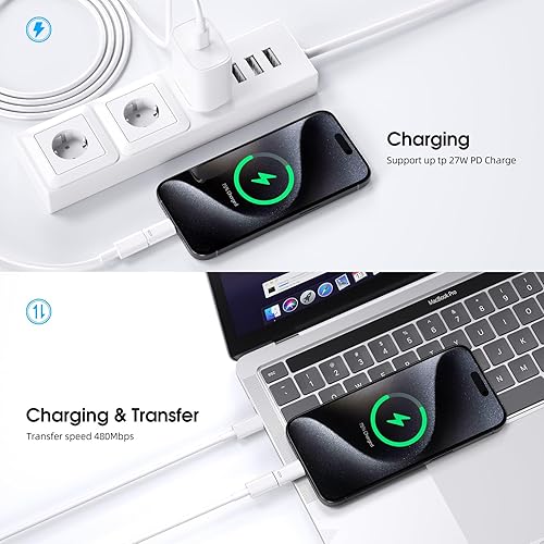 Miniatura 6 de FONKEN Adaptador Lightning hembra a USB C macho (paquete de 3) para cargador Lightning a tipo C, carga y transferencia de datos para iPhone 1515