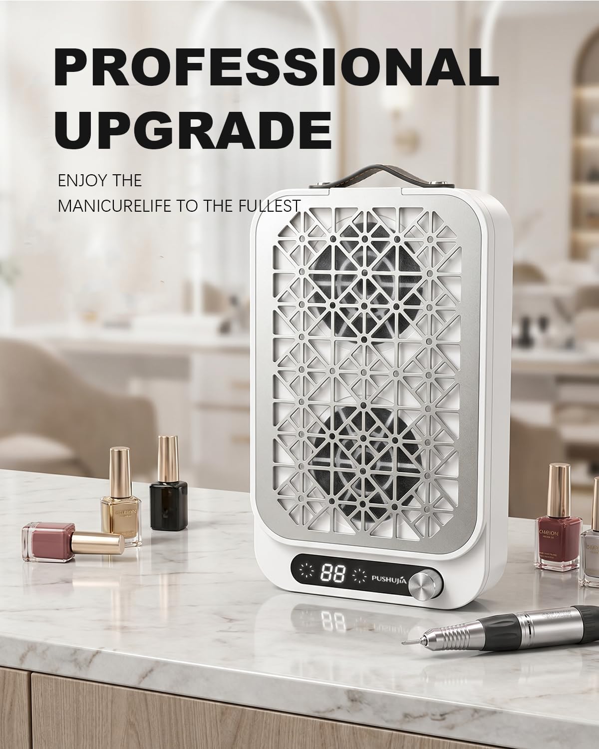 Professional Nail Dust Collector | 1600PA Suction | Brushless Dual Turbo Fan | 4500 RPM Speed Adjustable | Quiet Vacuum Dust Collector Nail Teah | 15 Disposable Filter Papers | Acrylic Nail Tools