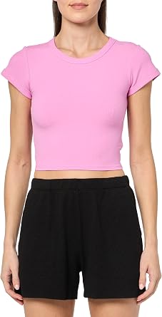 Florence by Mills Womens Sunburst Ribbed Short Sleeve Crew Tee
