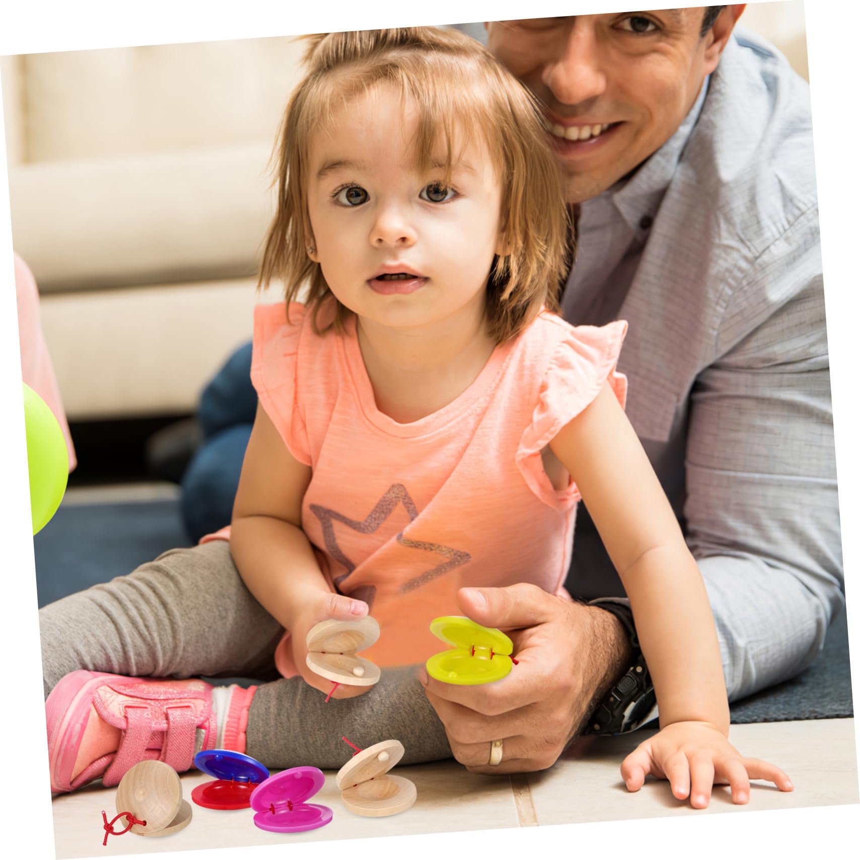 Gatuida 24 Castañuelas de Madera y Plástico para Niños, Instrumento Musical Educativo Que Desarrolla la Percepción Auditiva y Atrae la Atención en Comunicación Padre E Hijo