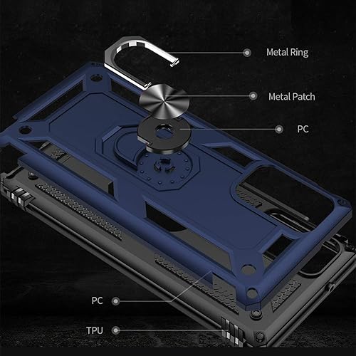 Miniatura 6 de Meifei Funda para Samsung Galaxy Note 20, funda para Samsung Galaxy Note 20, grado militar giratorio de 360 grados, soporte de anillo de metal,