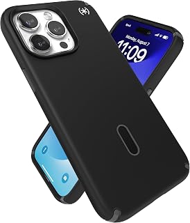 Speck Presidio2 Pro Max Hülle für iPhone 15 Pro Max, ClickLock-Anti-Rutsch-Interlock, gebaut für MagSafe, Fallschutz, Kratzfest, weiche Haptik, 6,7 Zoll, Presidio2 Pro, Schwarz/Schiefergrau/Weiß
