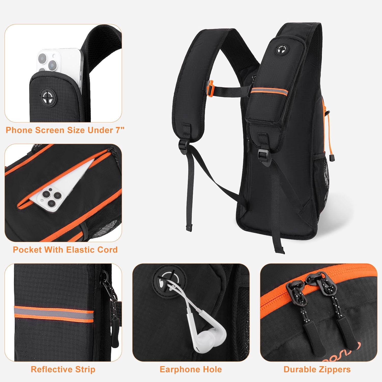 MOSISO 12L Small Hiking Backpack for Women Men, Foldable Casual Daypack Lightweight Packable Backpack with Front Vertical Pocket for Travel Camping Outdoor, Black