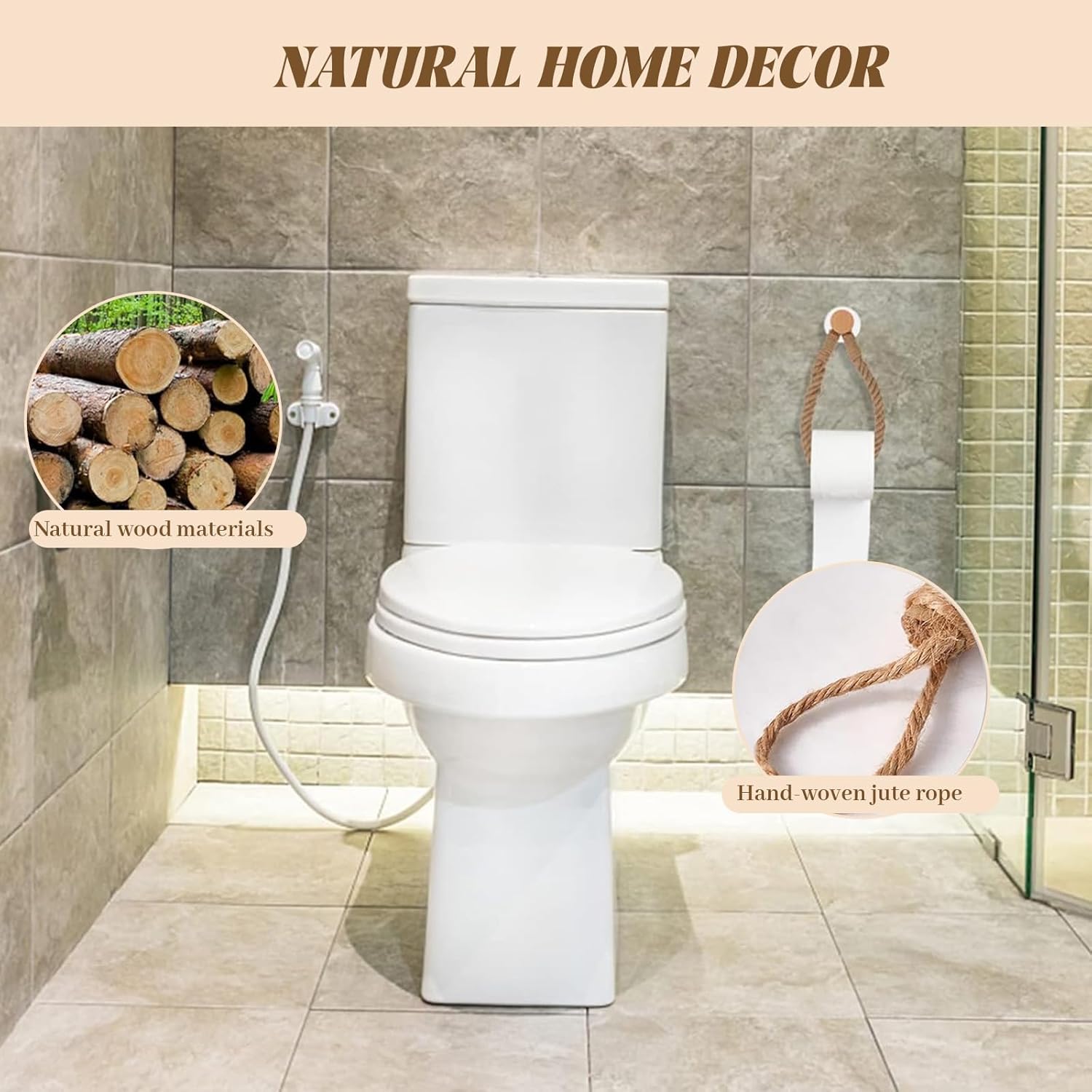 Adhesive Toilet Paper Holder – Toilet Paper Holder – Vintage Toilet Paper Holder – Toilet Paper Towel Holder – Toilet Paper Holder for Bathroom – Vintage Boho Decoration Industrial Decoration Rope