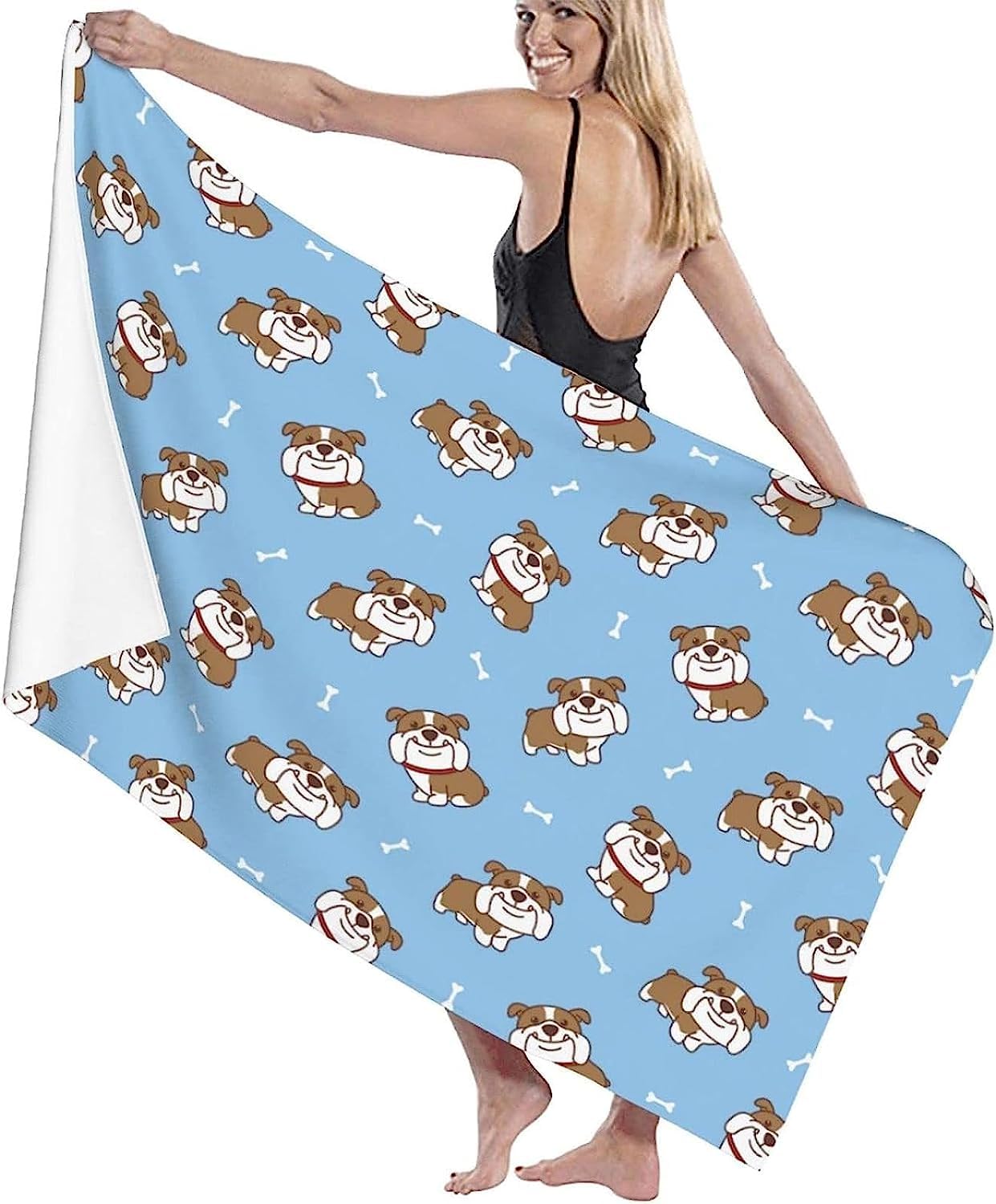 Toalla De Playa De Microfibra Extra Grande De Secado Rápido Sin Arena Toalla De Baño Ligera para Piscina Baño Camping Bulldog Inglés Manta De Viaje para Mujeres Y Hombres, 200 X 200 Cm -8G7X+V4R