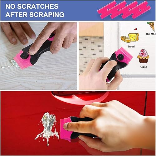 Miniatura 7 de Raspador de hoja de afeitar, herramienta de raspado de doble filo con 10 cuchillas de afeitar, raspador de pintura para vidrio, calcomanías, tinte,