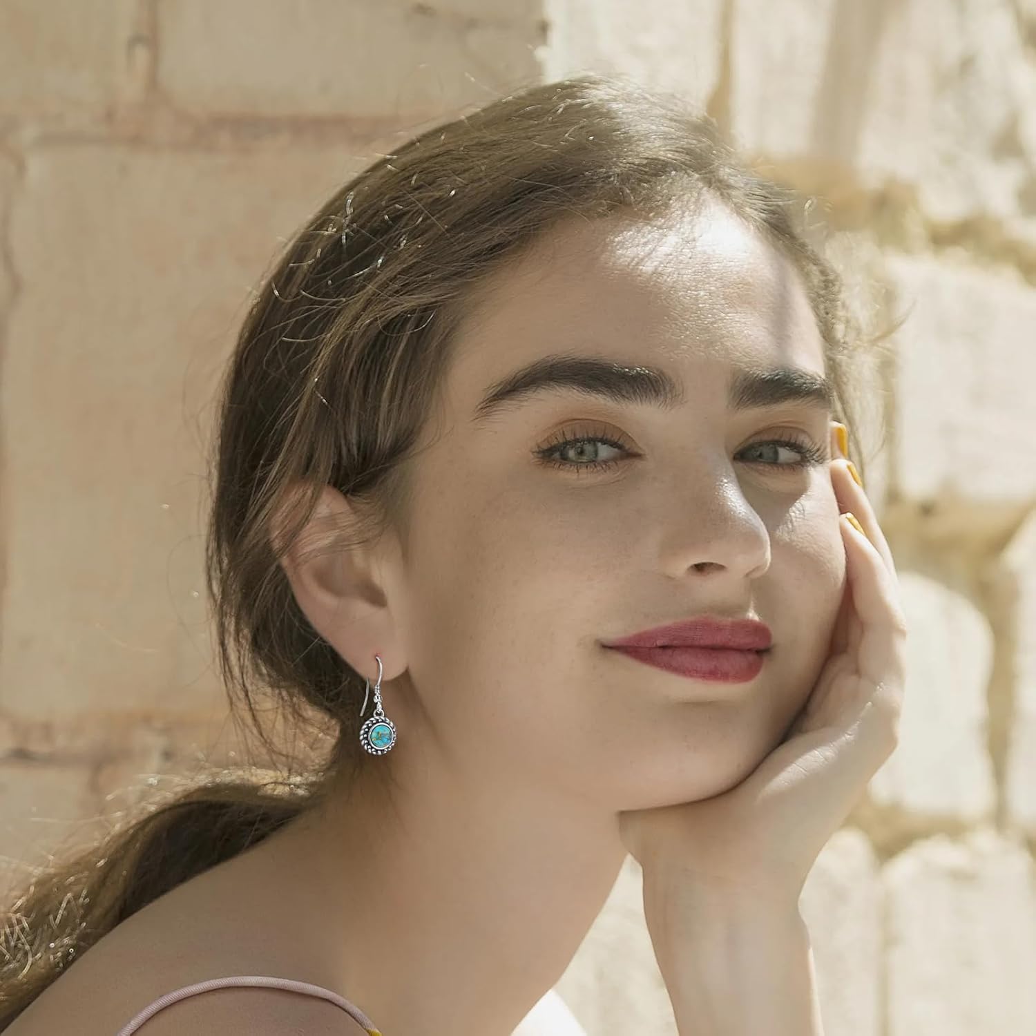 Turquoise Earrings for Women 925 Sterling Silver Pearl/Black Onyx/Opal Dangle Earrings Vintage Spiral/Wire Wrapped/Beads & Rope Ear Hook Earrings - Image 5