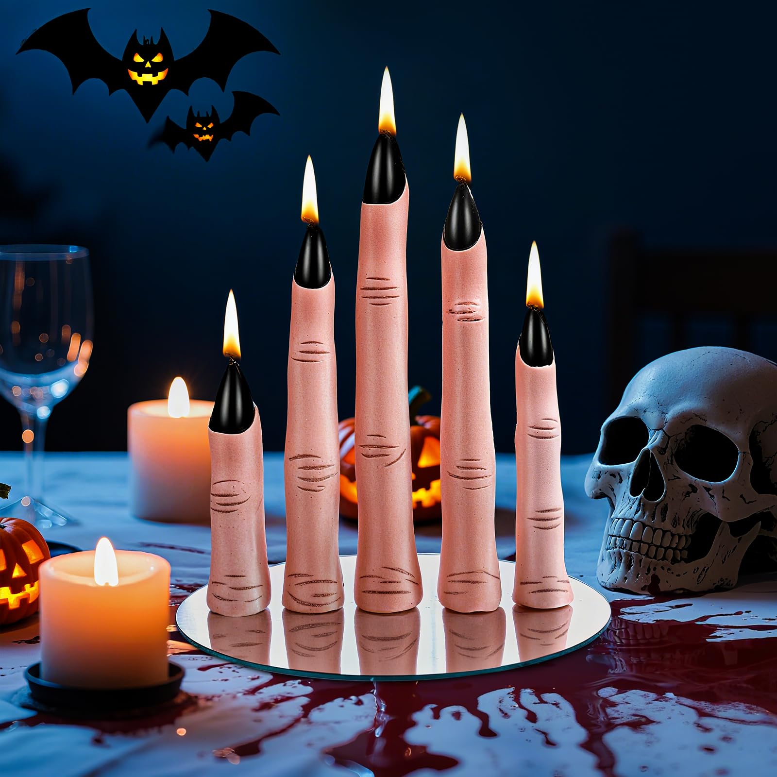 Halloween Kerzen Grusel-Deko - Fingerkerzen Mit Bluteffekt Für Party & Garten