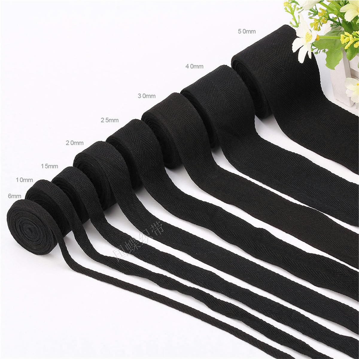 50 yardas negro beige cinta de algodón de sarga cinta al bies para bolsa textil para el hogar artesanía hecha a mano 10/15/20/25/30/40/50 mm de ancho-beige-40 mm 50 yardas