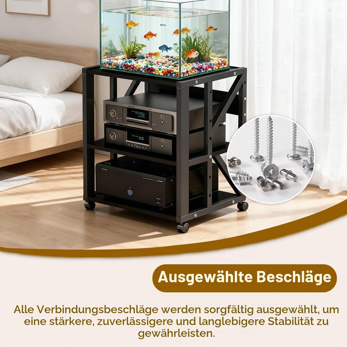 TV HiFi Rack Audio Schrank, 2/3-stufiges Stereo-Rack, AV-Regal, Medienregal Mit Verstellbaren Einlegeböden, HiFi-Ständer Für Home, Office, Theater, Küchen, Videoturm(Style 1)
