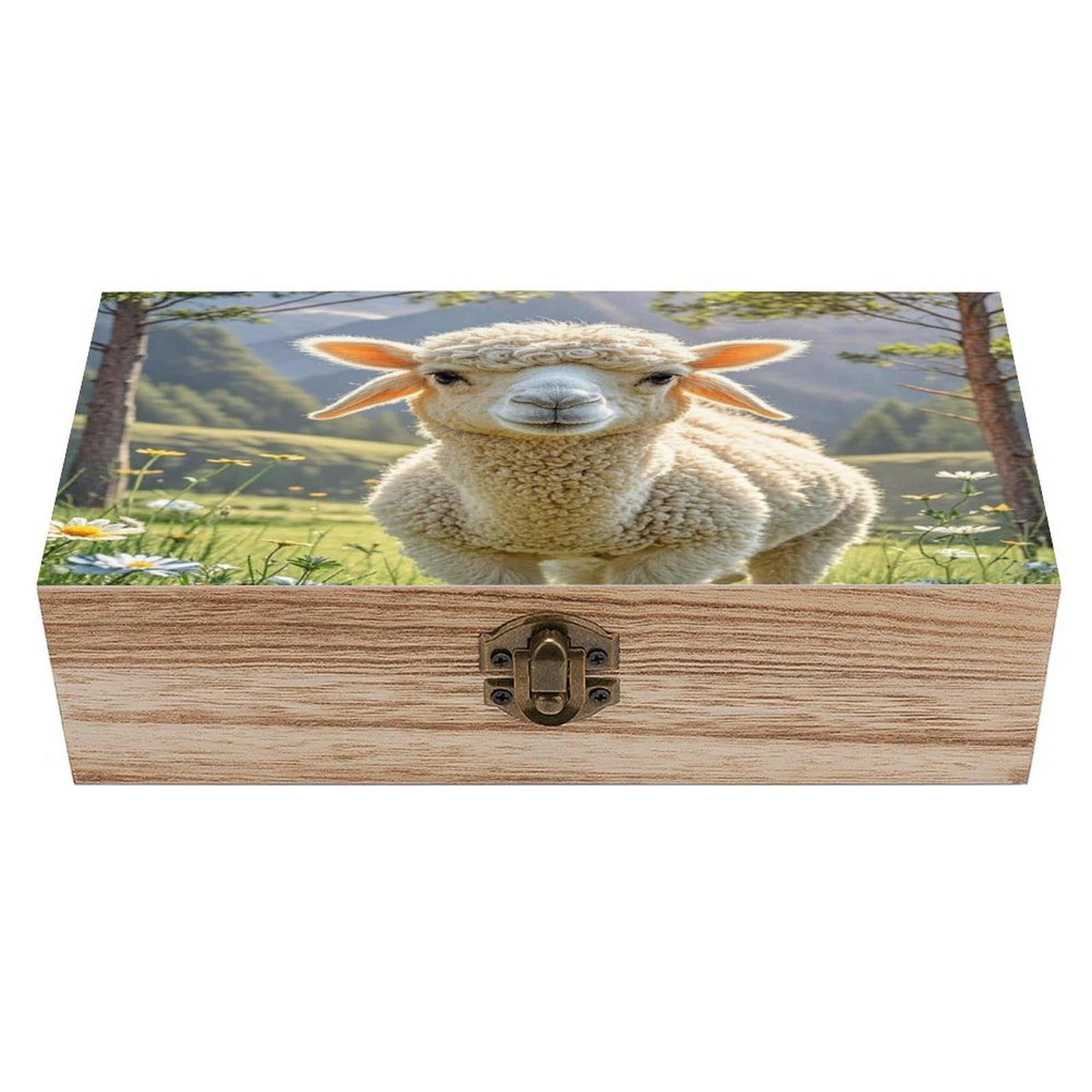 LZQPOEAS Lamb Wooden Box Storage Space to Organize Jewelry in A Beautiful Small Storage Box Decorative Card Boxes Memory Treasure Boxes for Crafts And Photo Storage