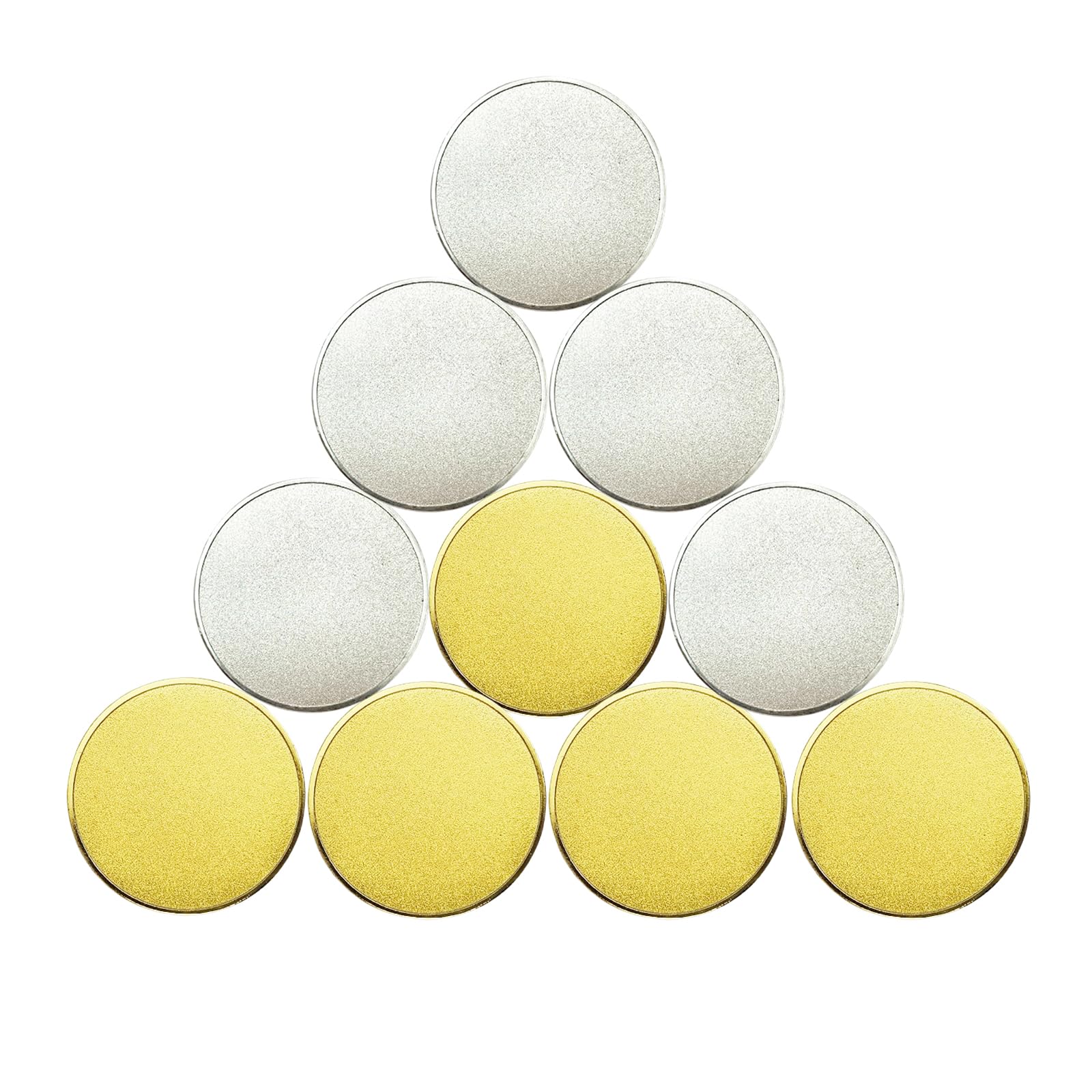 10 Pcs Blank Challenge Coins for Engraving, Zinc Alloy 5 Each Gold/Silver Plated 40 mm Coin Blanks for Laser Engraving with Plastic Case - Metal Laser Engravable Pattern for DIY Crafts Gifts