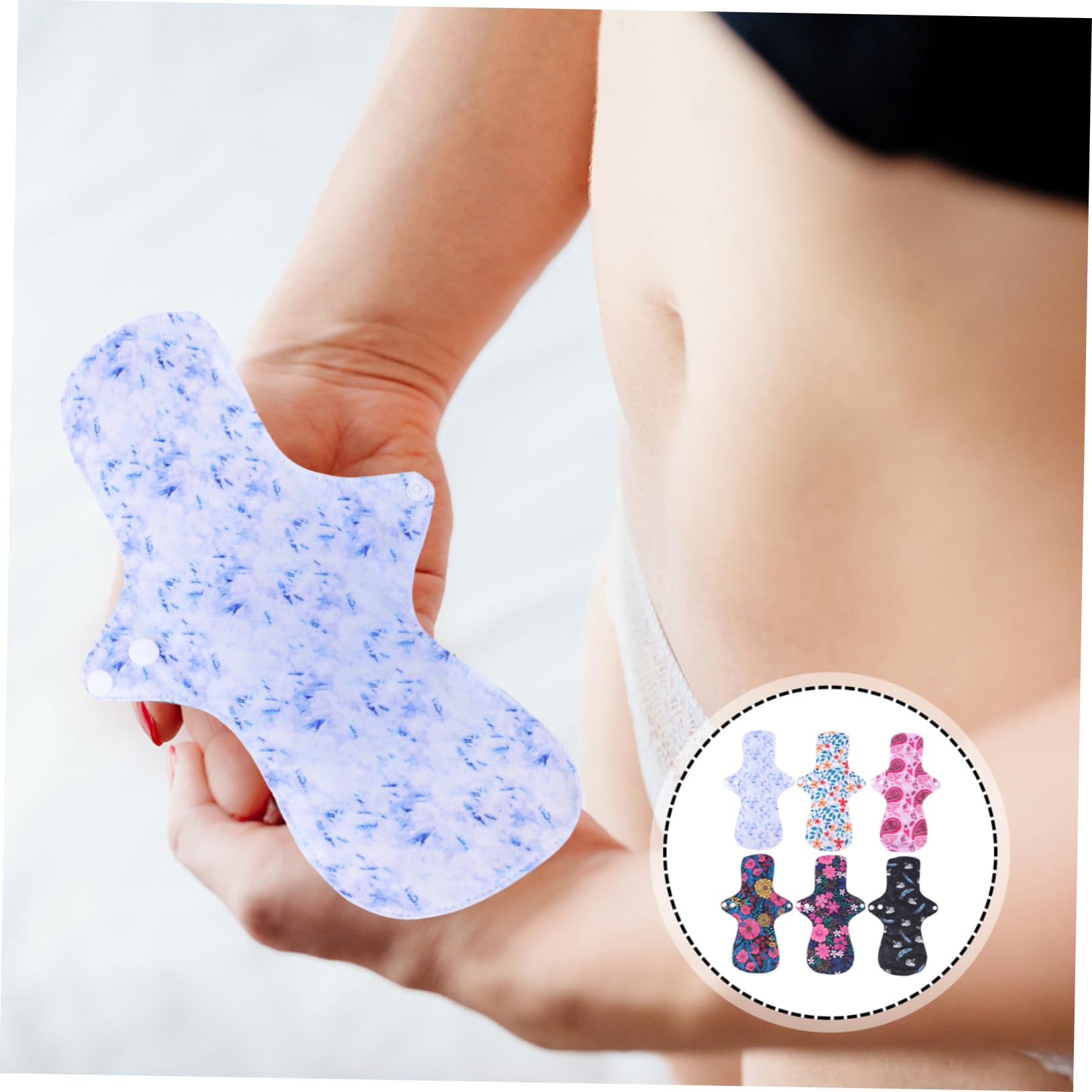 6 Compresas Sanitarias Reutilizables para Adultos Pul y Fibra, Fáciles de Limpiar, Secas y Cómodas, Ideales para Viajar y Uso Diario Color Aleatorio