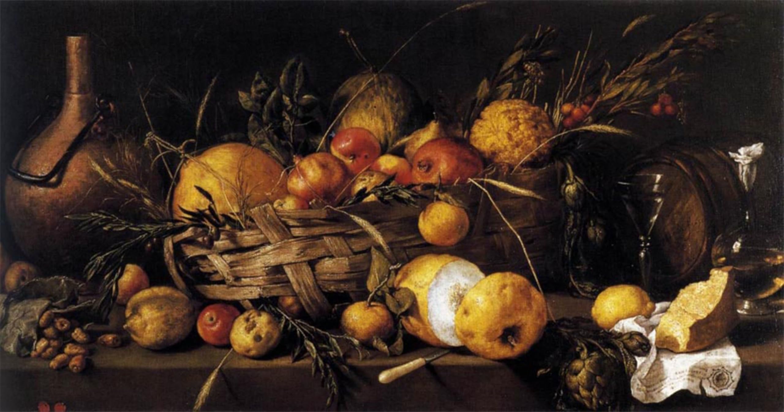 SERENDIPITP Vintage Wall Art Canvas Nordic Poster Canvas Print Picture Still-life with Fruit by Antonio De Pereda Wall Art Poster for Home Decor 60x90cm