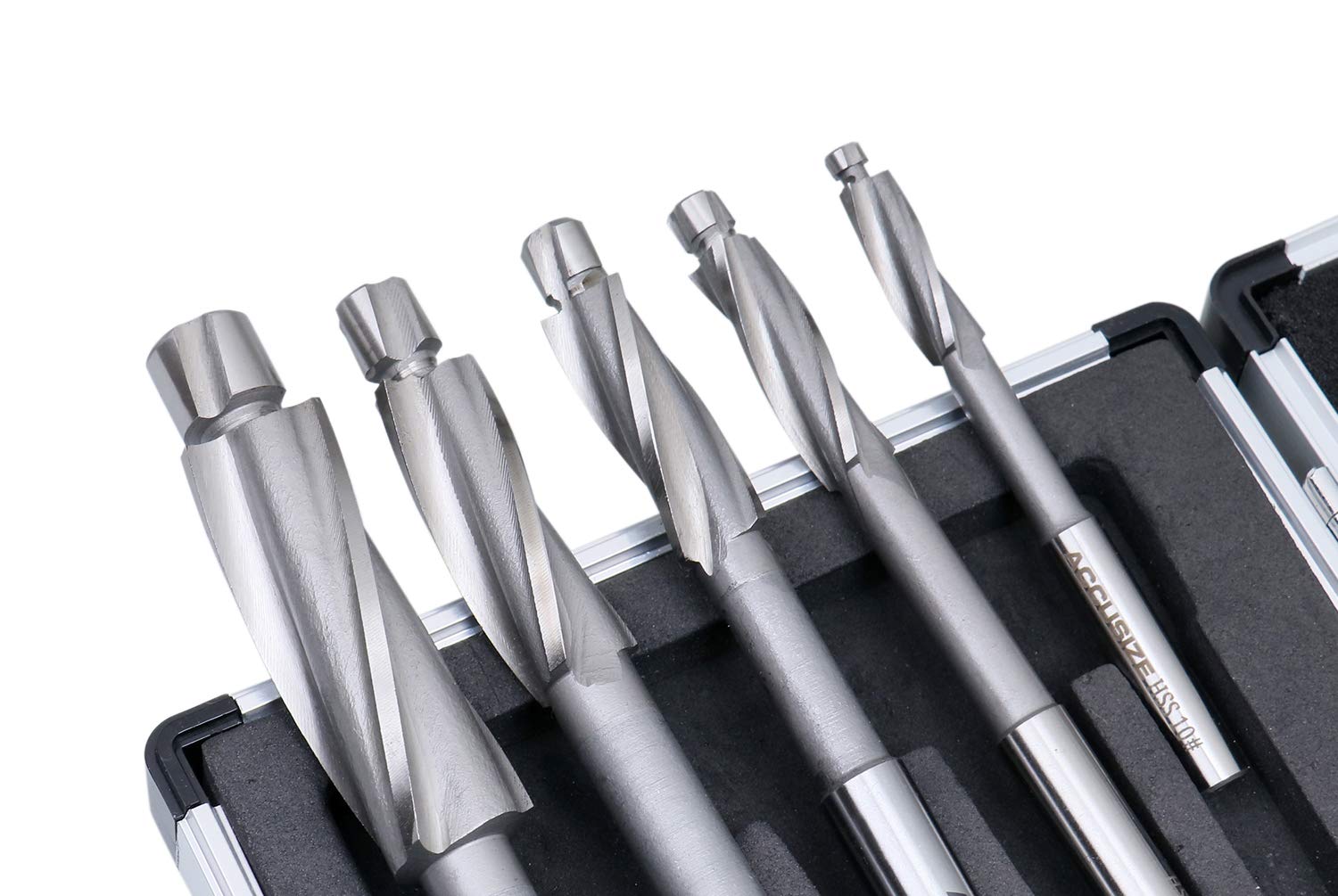 Accusize Industrial Tools 14 Pc H.S.S. Premium Counterbore Set 3 Flute Straight Shank, Inch/Metric, 509S-0007+007M