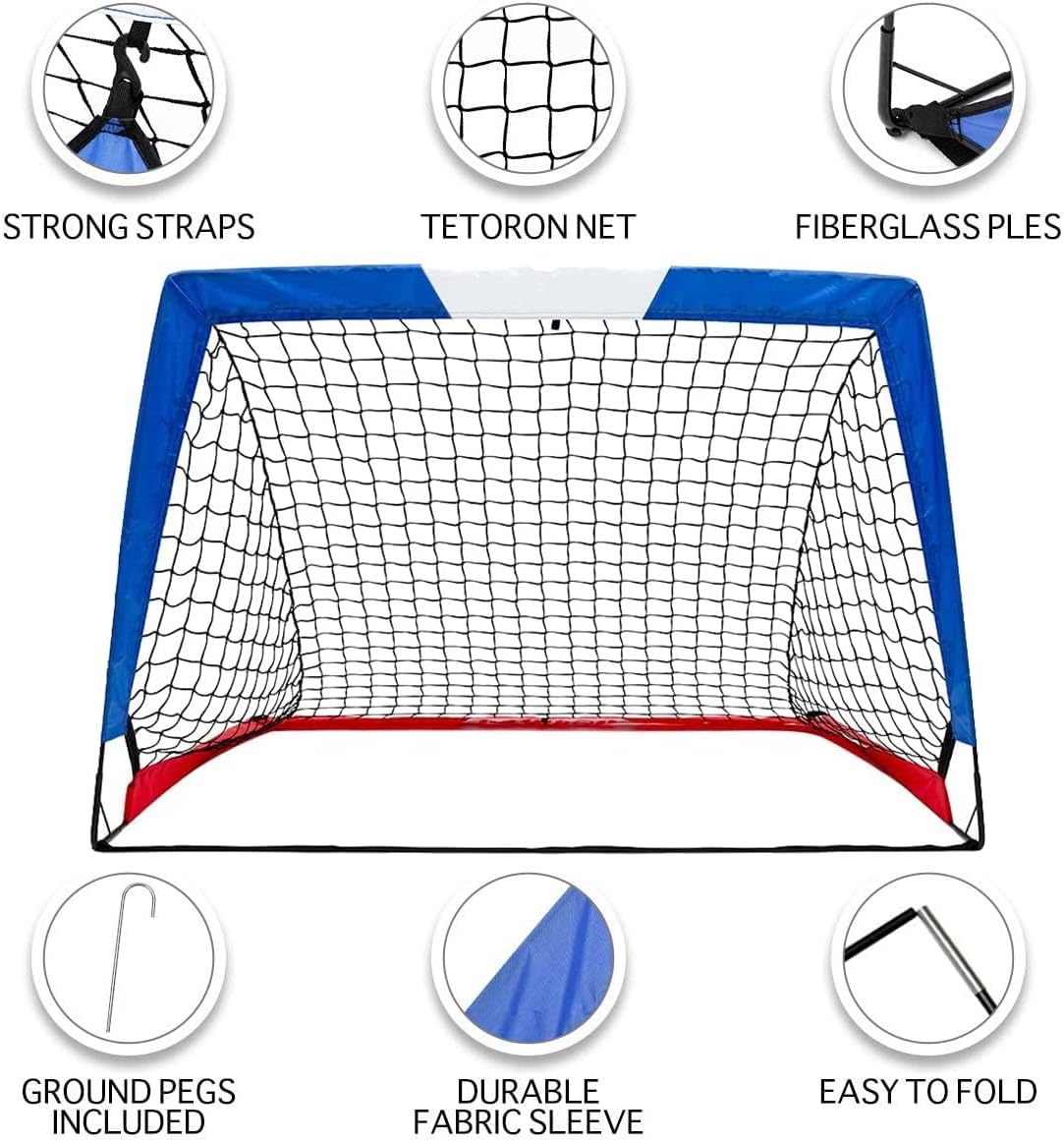 Kids Soccer Goal, Pop Up Soccer Goal Net for Backyard, Set of 2 with Portable Carrying Case