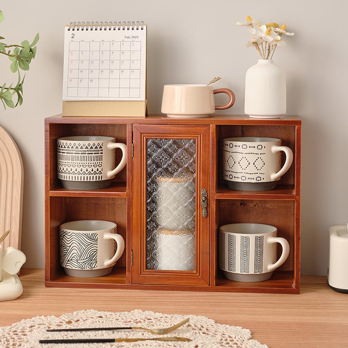 Amazon｜MJKQ9 収納ボックス 木製 大容量 カウンター上収納 卓上収納