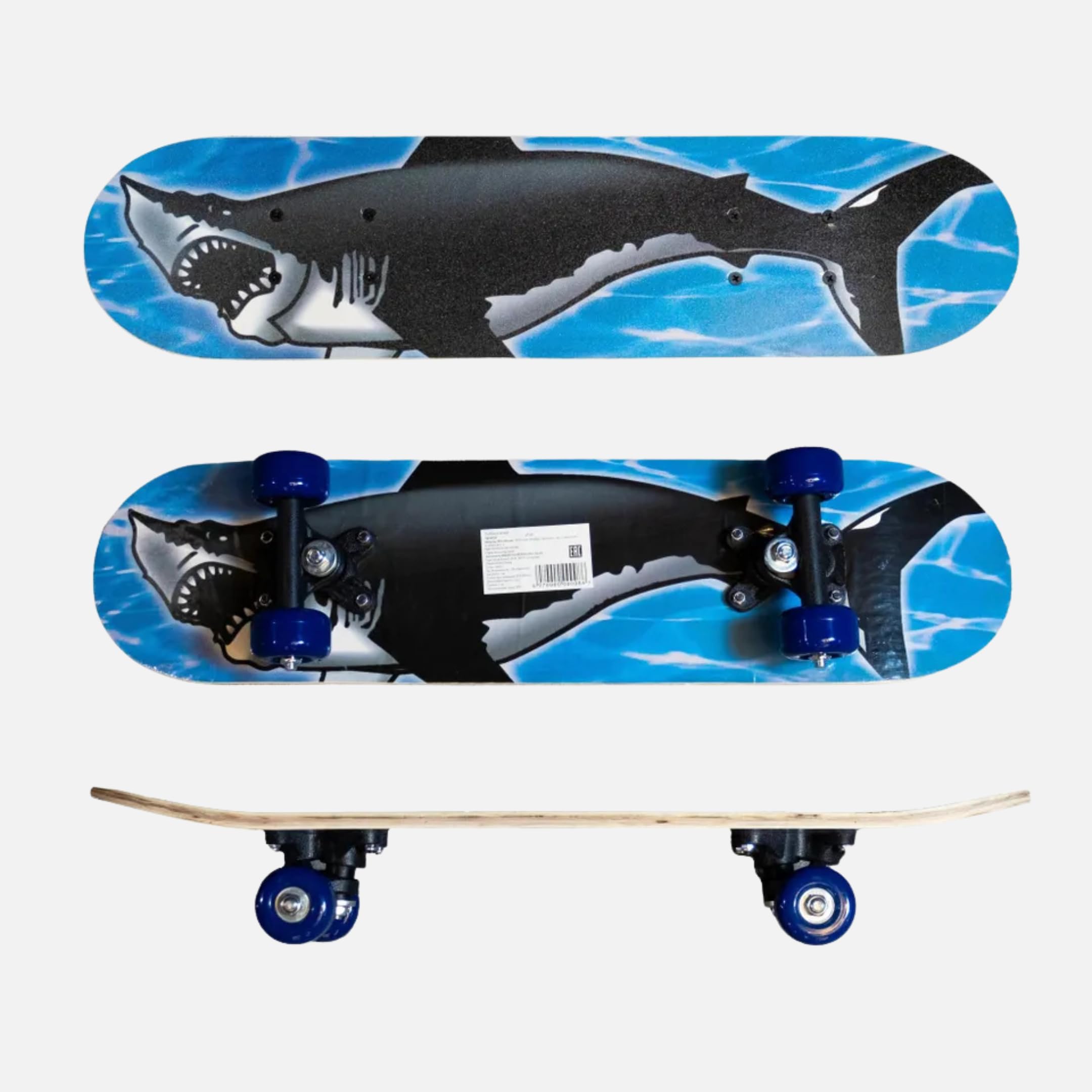 Mini Skateboard, 17 x 5 Inch Double Kick for Beginners with Maple Deck, Boys & Girls, Multiple Designs (S-16 SharkStrike)