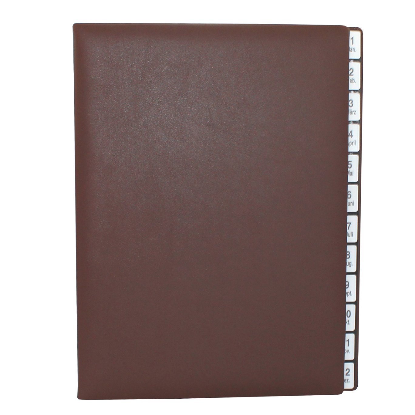 Classificatore con indice 1 – 12 (jan. dez.) in pelle bovina pieno liscio in marrone