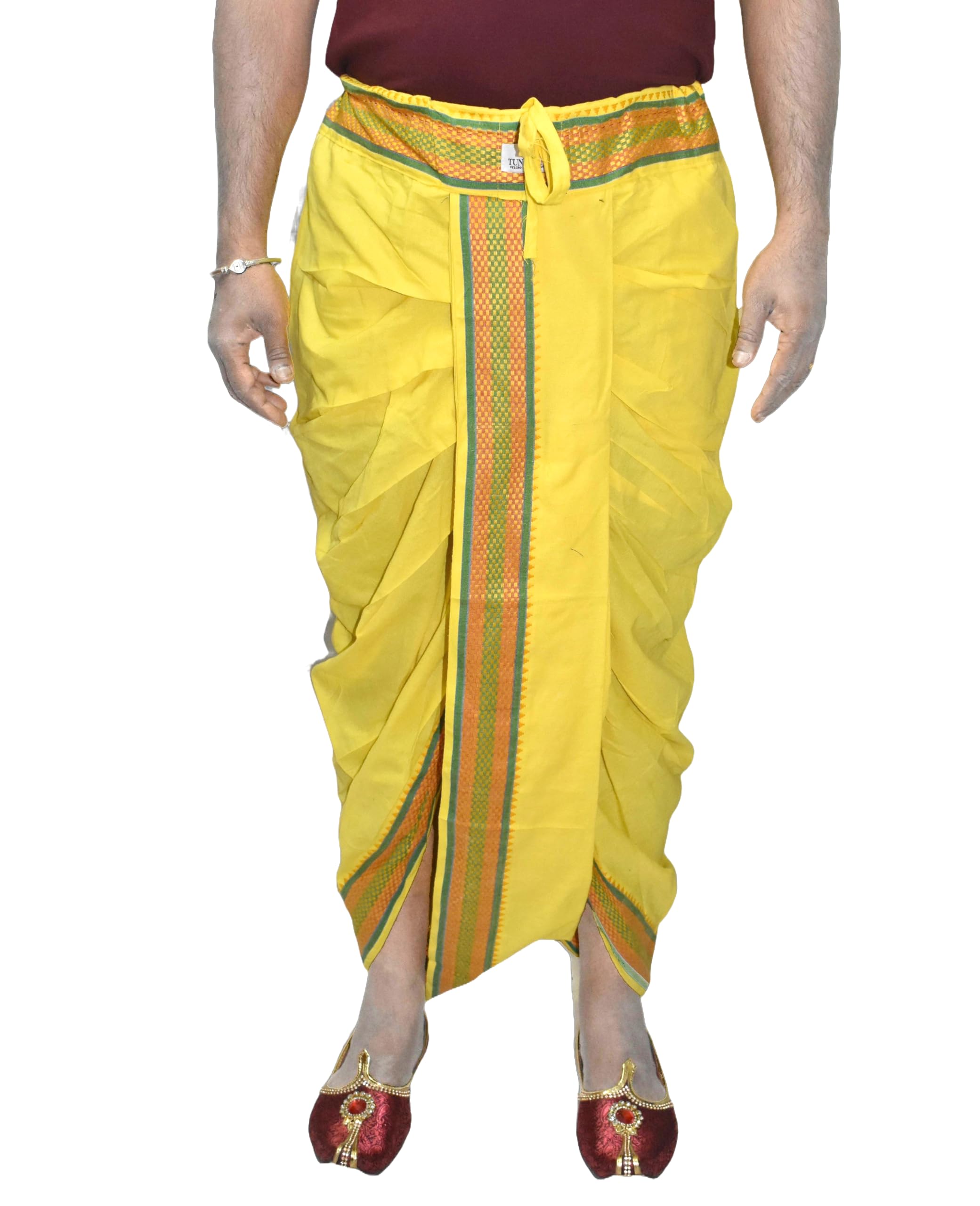 tuni mani Men's Traditional Readymade Cotton Dhoti Pant with Pocket, Rope Tie, Adjustable Free Size (28"-46")-picture-23