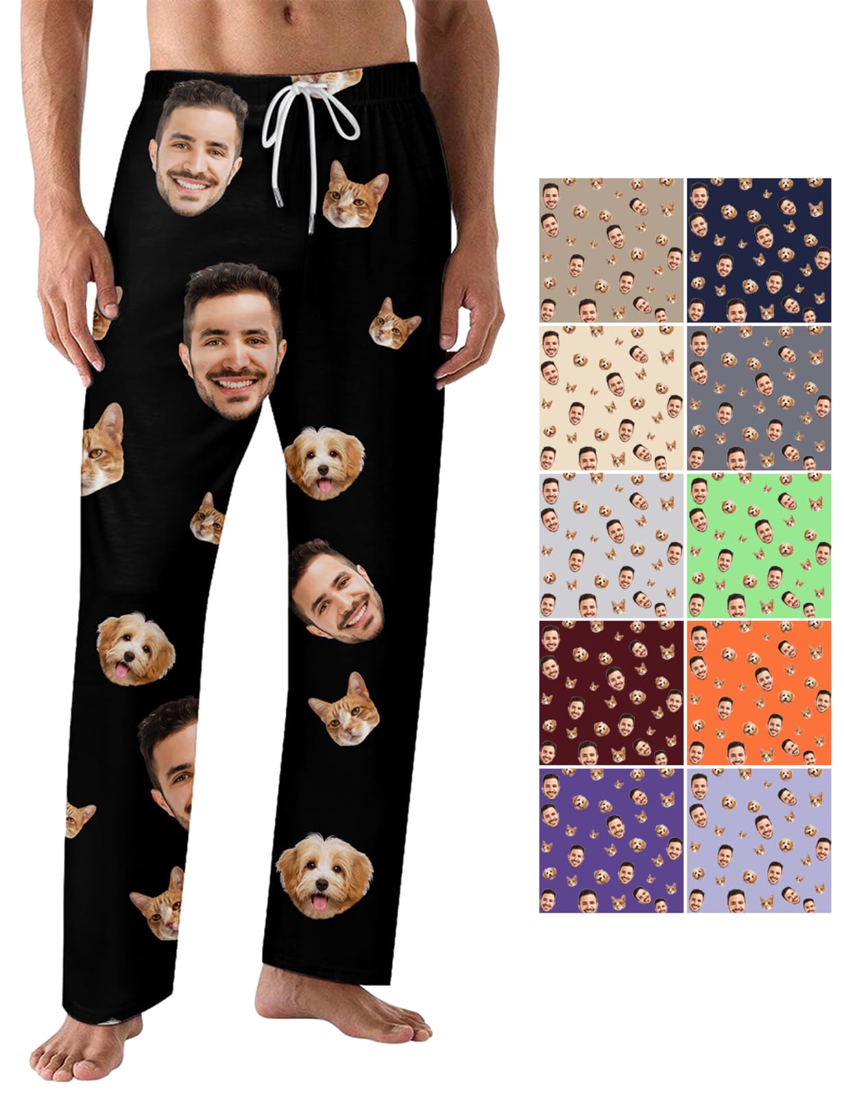 Custom Pajama Pants with Photo Dog Cat Face