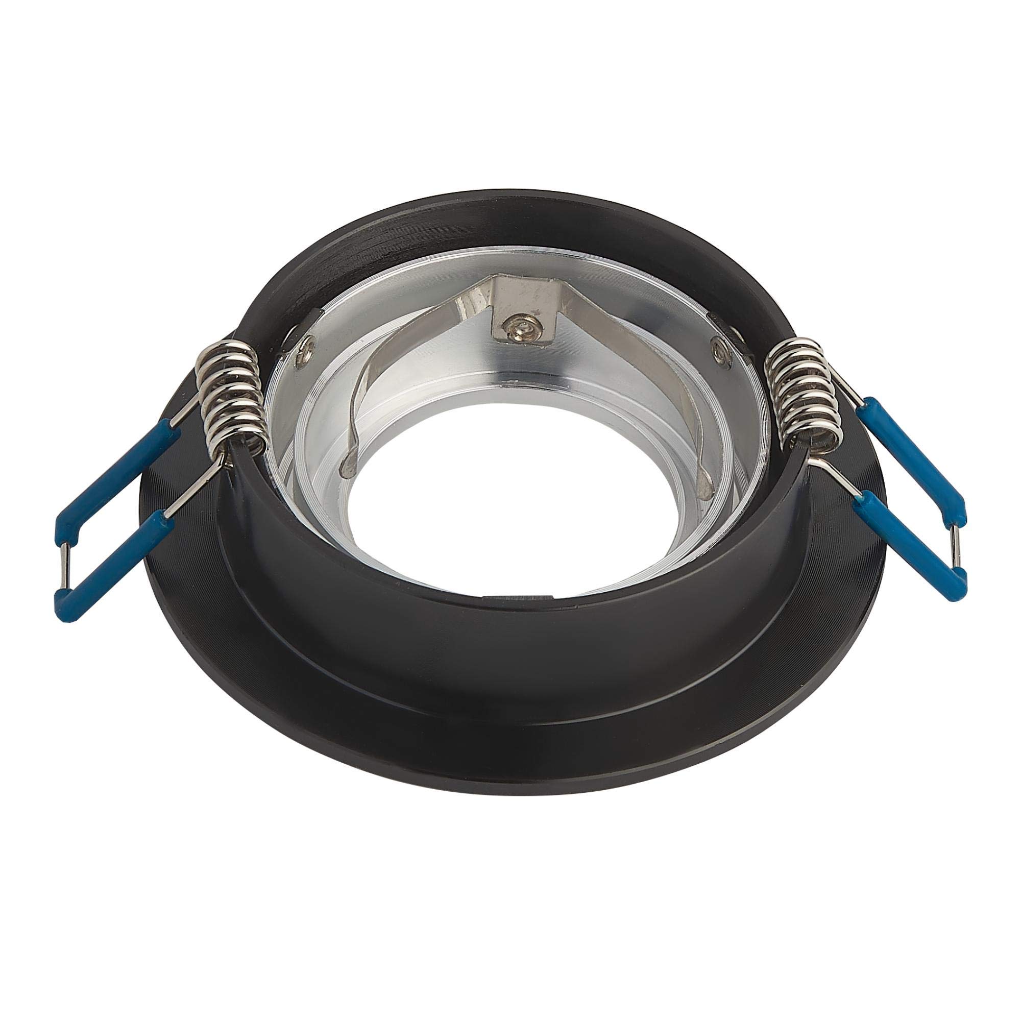 12x Einbaurahmen Set Schwarz rund für Einbaustrahler aus Glas - Rahmen für GU10 MR16 Leuchtmittel - 80mm Bohrloch Deckenstrahler Strahler Einbauspot Einbauleuchte