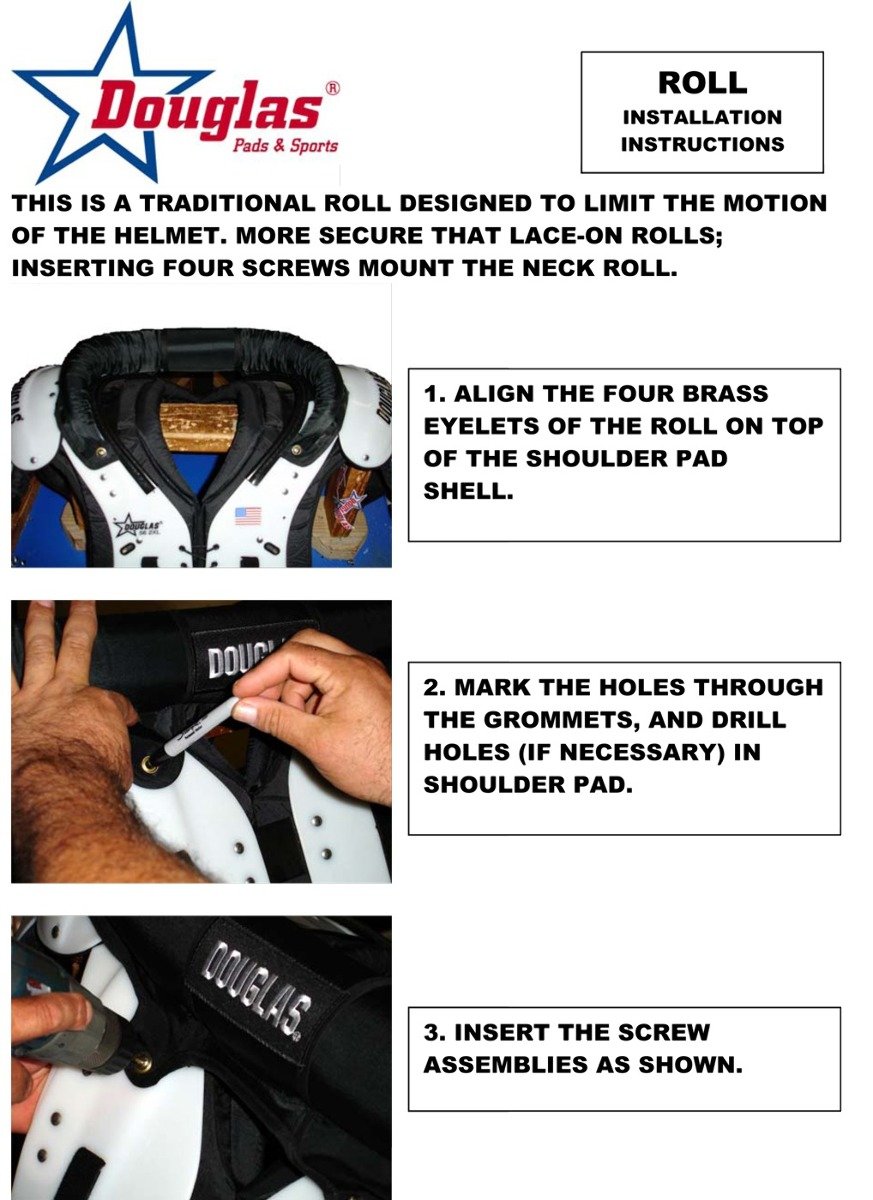 Douglas Football SP Series Adult Neck Roll, Stabilizes Helmet, Black