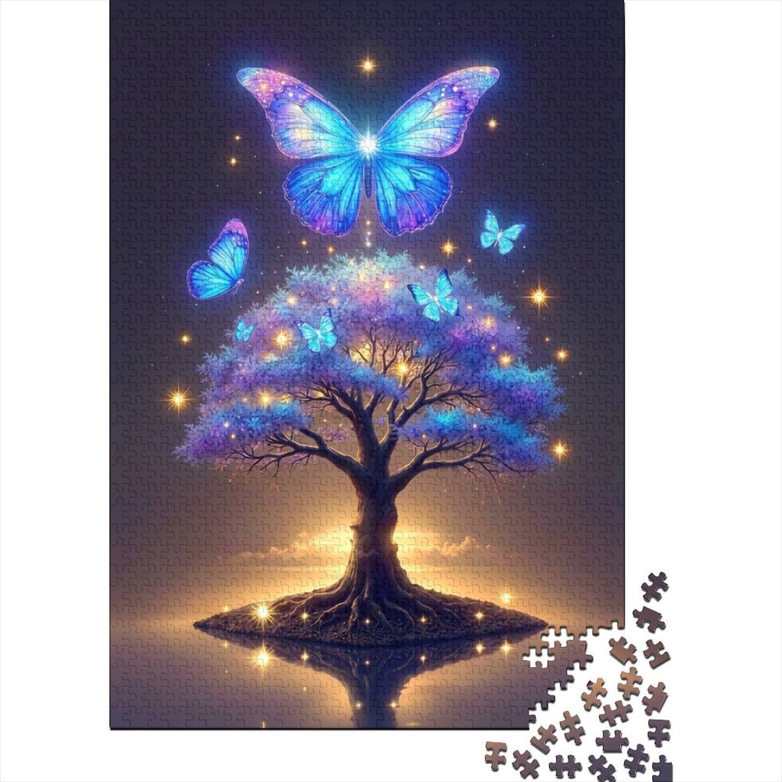 Butterfly Tree 1000 Piece Jigsaw Puzzle Game For Adults Night Scene Wall Art Decor — image 1