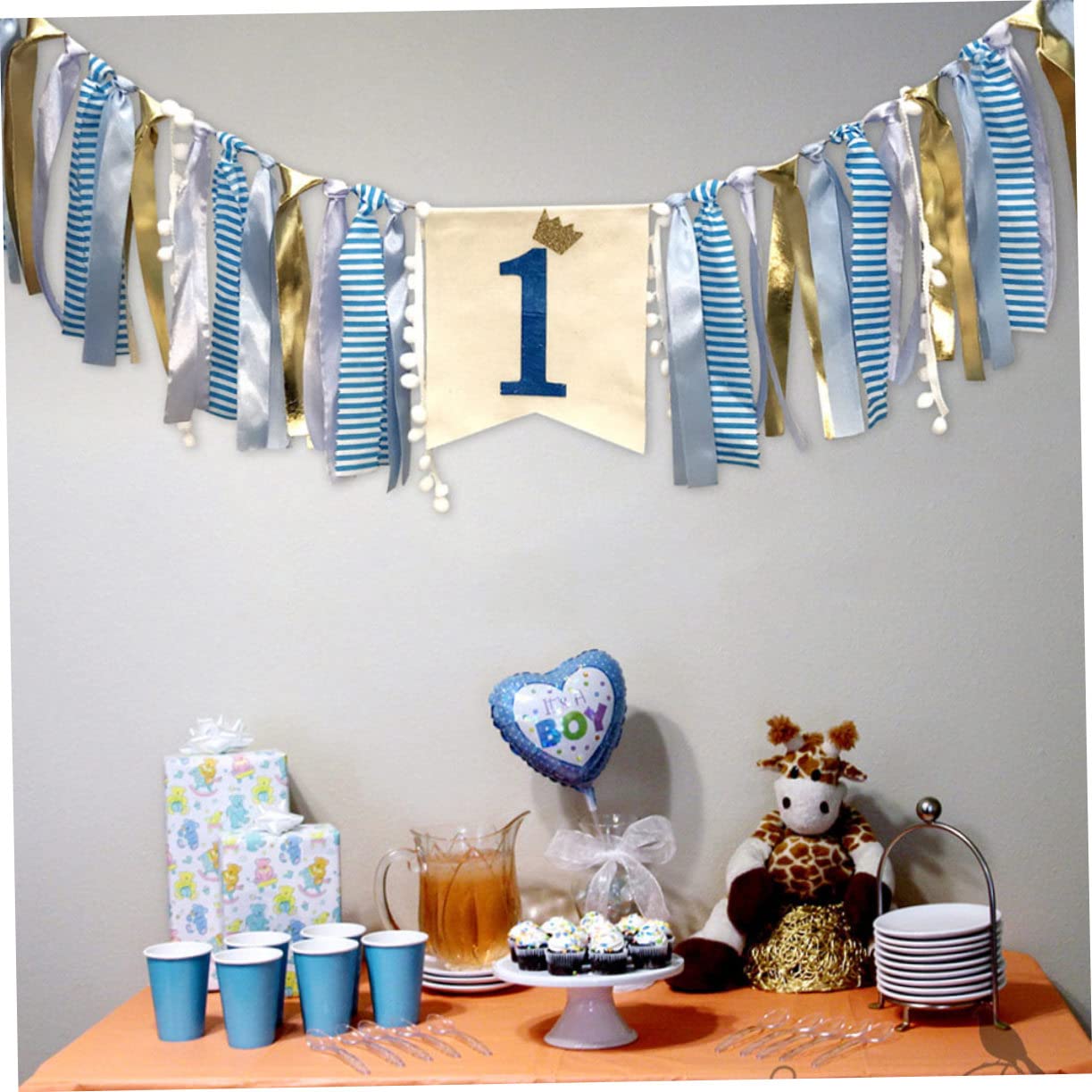 MAGICLULU 3 Pz Bandiera Di Tiro Della Bandiera Di Compleanno Di Tiro Di Compleanno Striscione Del Primo Seggiolone Per Bambini Topper Per Torte Striscione Appeso Arredamento Stoffa
