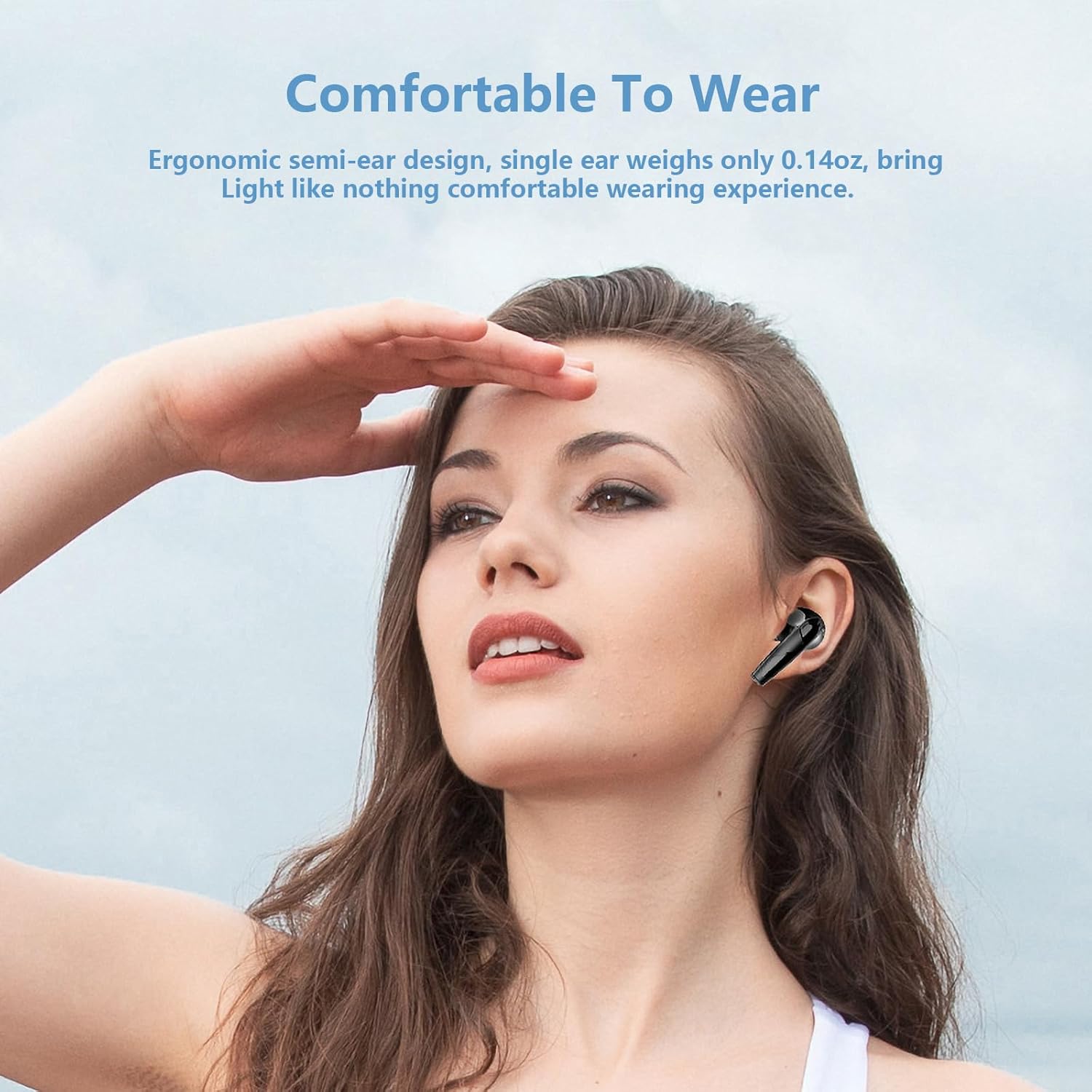 True Wireless Active Noise Canceling Earbuds With Microphone TWS Wireless Earphones Bluetooth Noise Cancelling Earbuds Headphones For Working Out Blue Tooth Ear Buds Earphones for iPhone Android