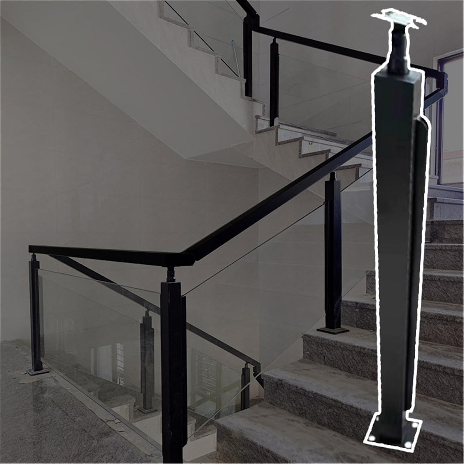 Stainless Steel Railing Post Kit – 60cm Windproof Deck Balusters for Patio Guardrail, Outdoor Clamp Balustrade Column, Durable & Stylish Decking Solution