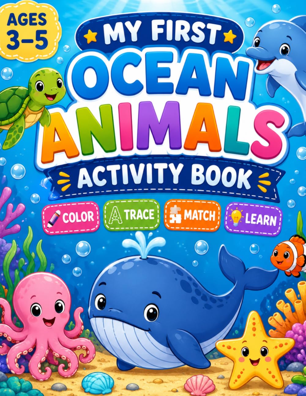 My First Ocean Animals Activity Book: Color. Trace. Match. Learn. (My First Learning Activities Book Series)