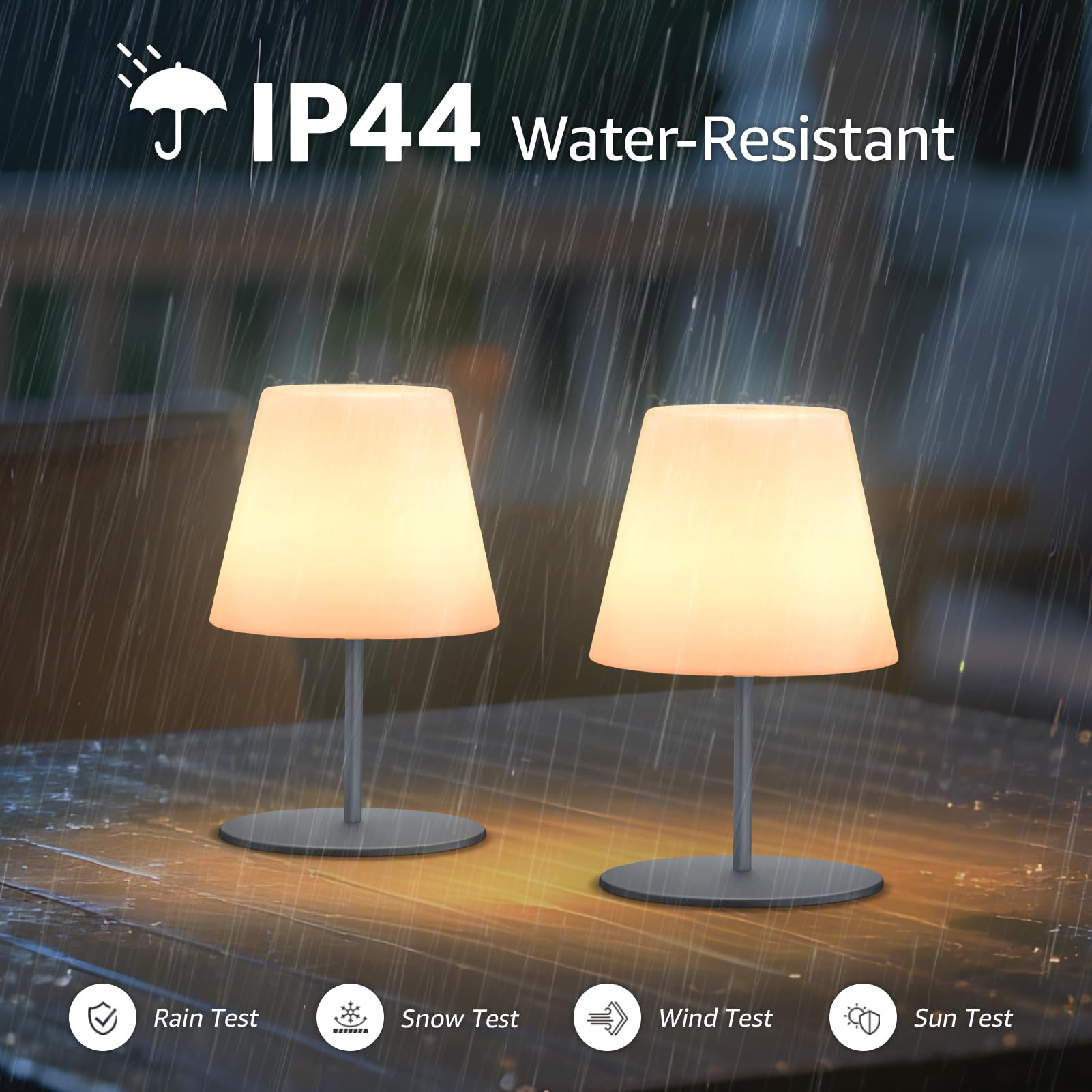 Juego de 2 lámparas LED de mesa inalámbricas, pequeñas, regulables, 8 colores, USB-C, recargables, para salón, balcón, patio, terraza