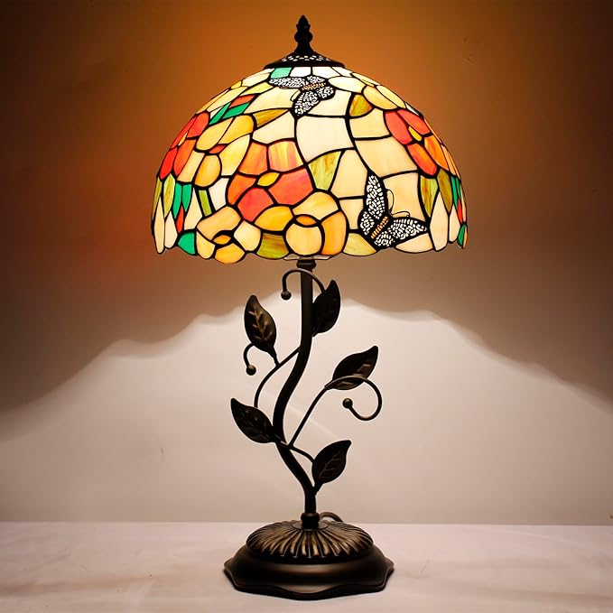 WXCFCD Tiffany Table Lamp Stained Glass Desk Lamp 12X12X19 Inches Reading Light Decor Bedroom Living Room (Butterfly Style) photo 2