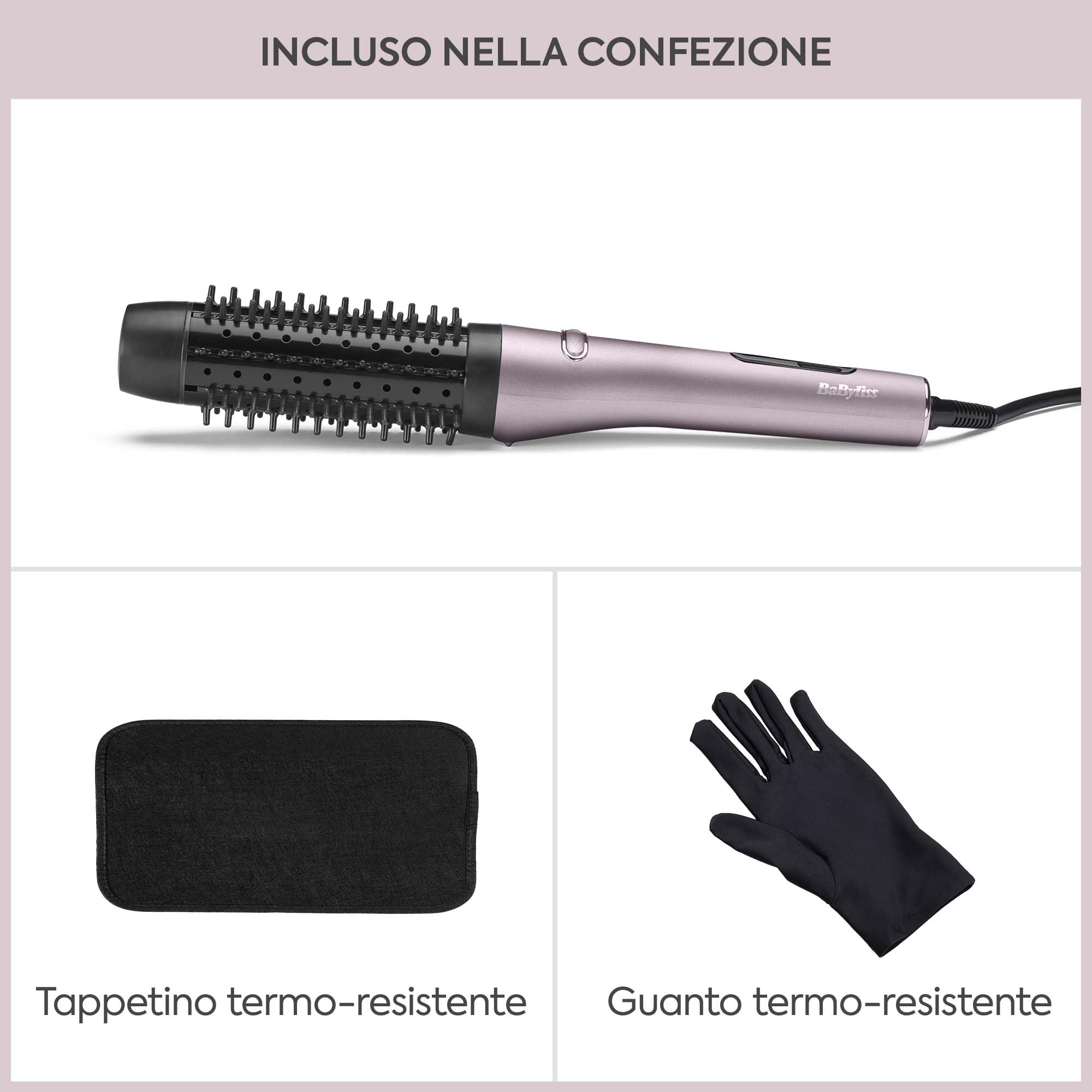 BaByliss Smooth Hot Brush, Spazzola Riscaldata Rotante da 42 mm, Lilla